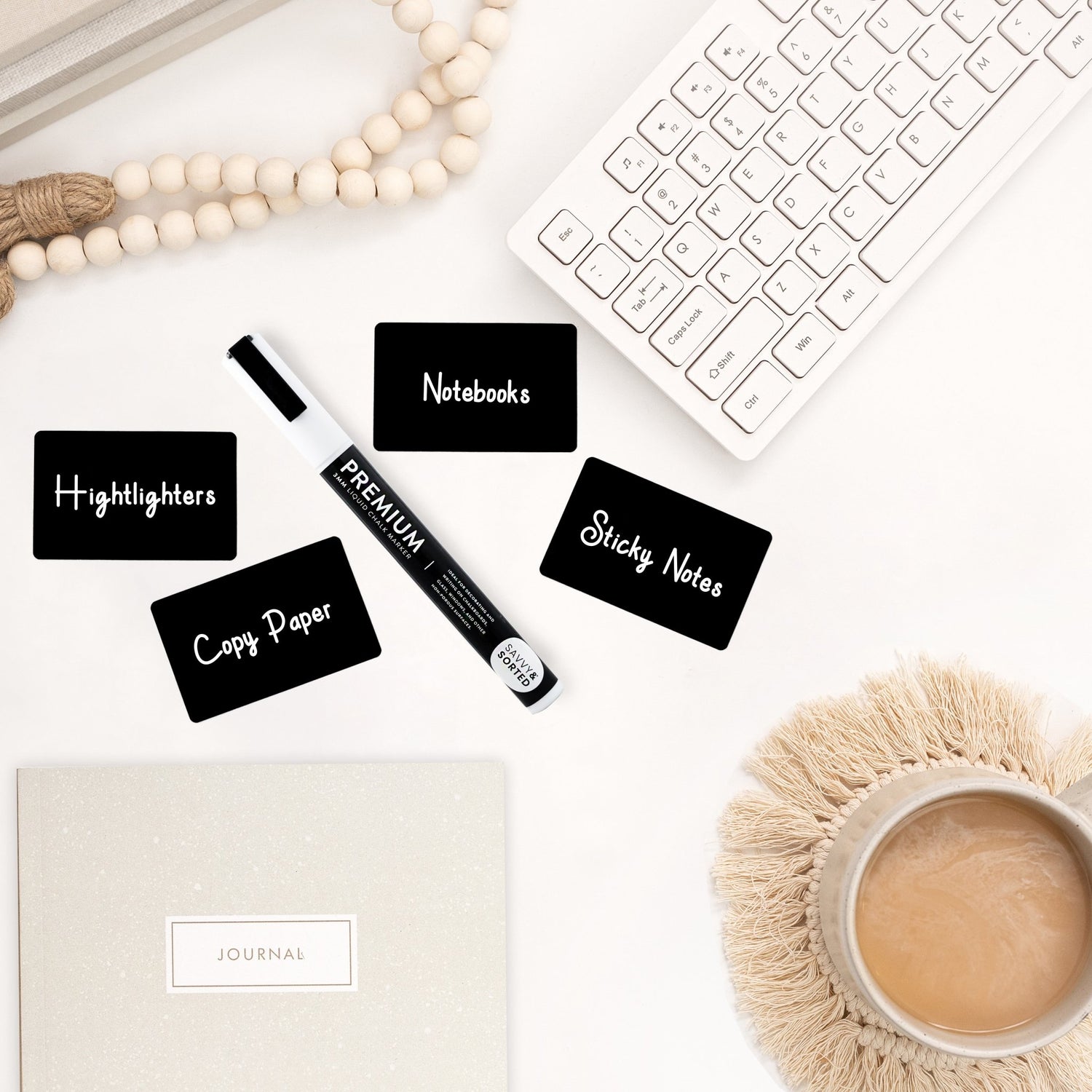 200 Chalkboard Labels with Chalk Marker - Savvy & Sorted