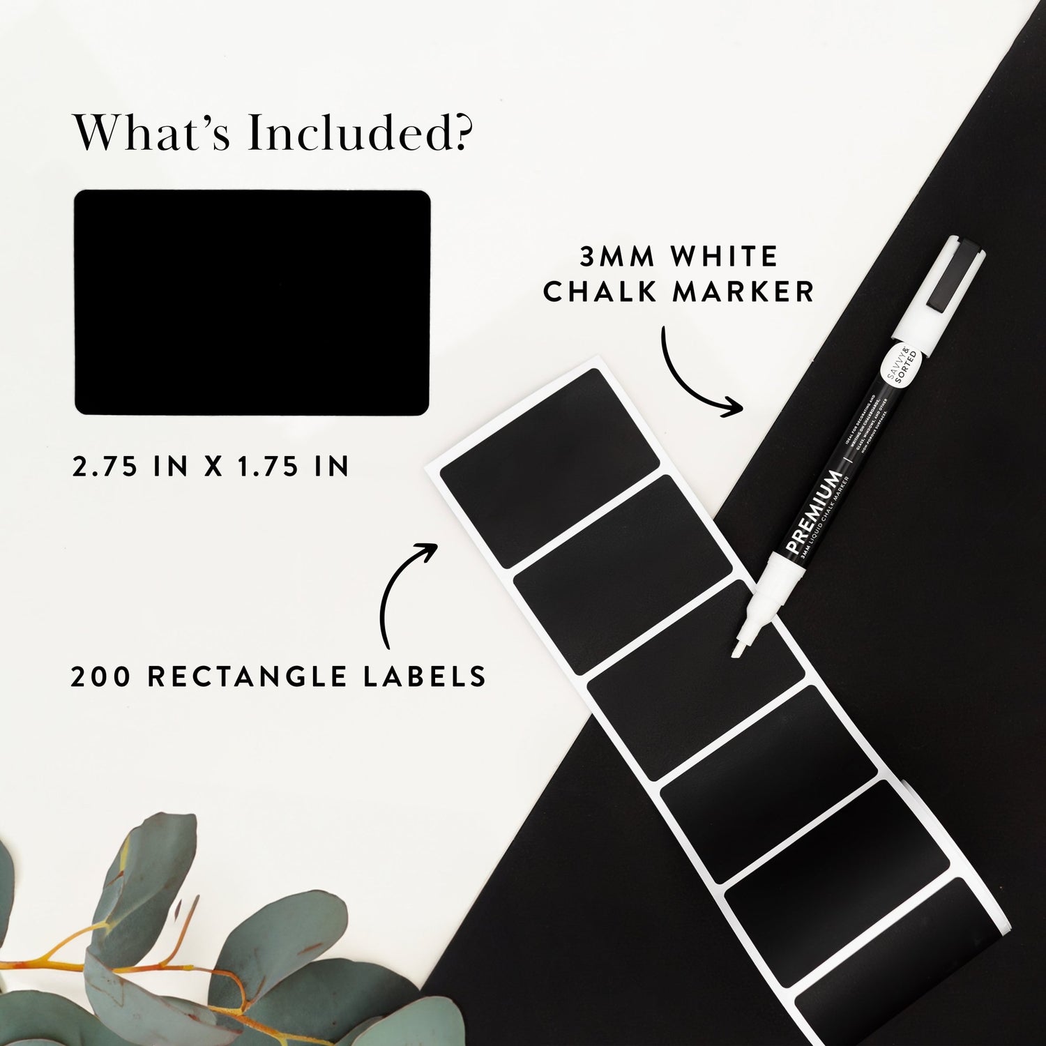 200 Chalkboard Labels with Chalk Marker - Savvy & Sorted