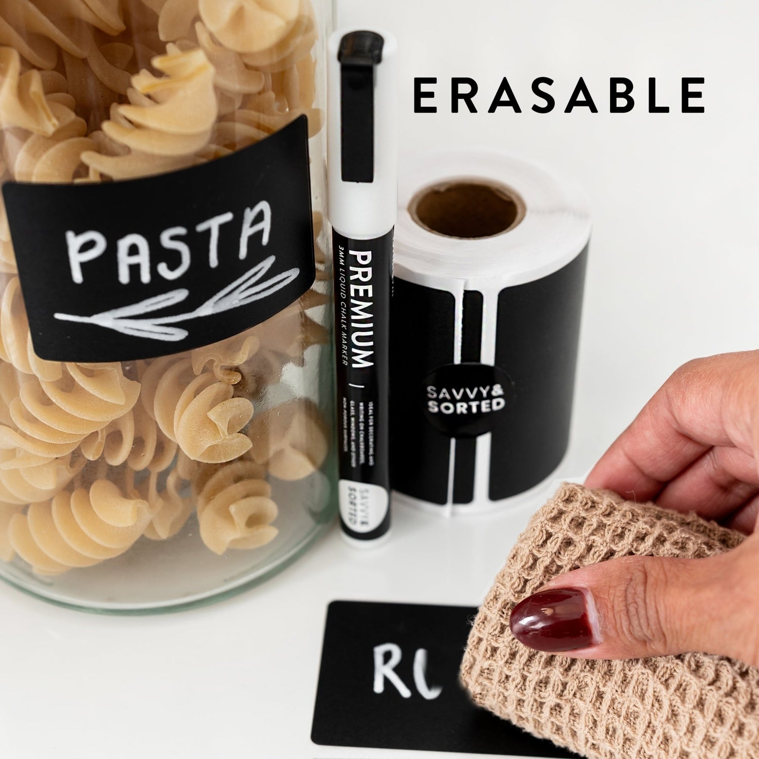 200 Chalkboard Labels with Chalk Marker - Savvy & Sorted