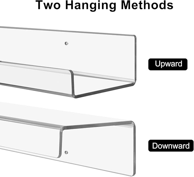 4 Pack Clear Acrylic Floating Shelves for Wall, 15&