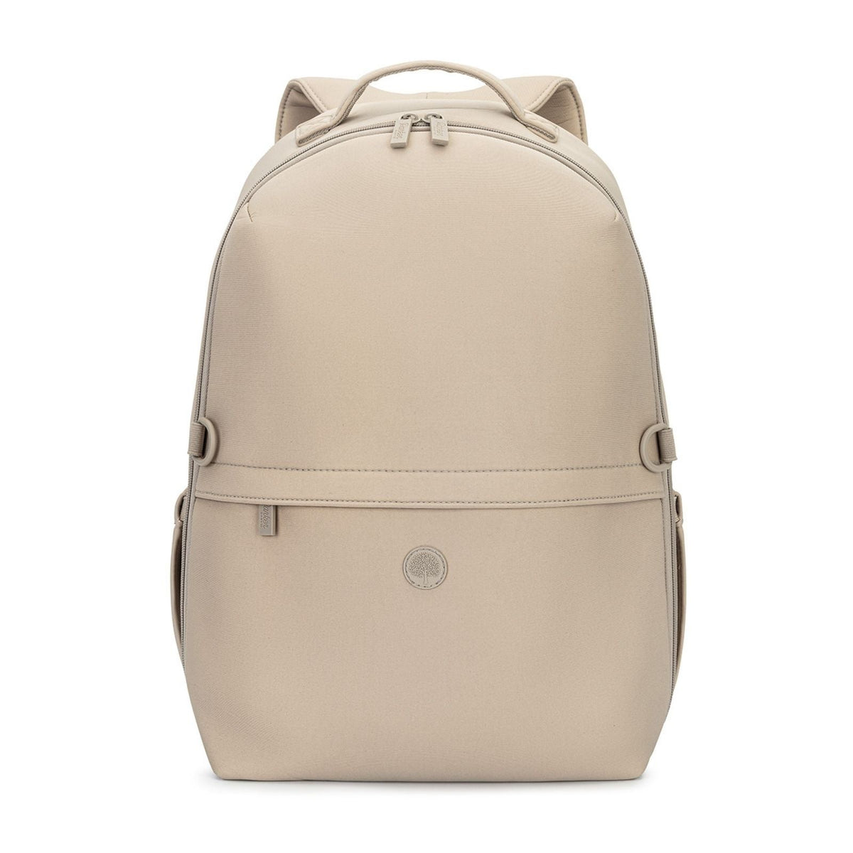 Beige backpack on a white background