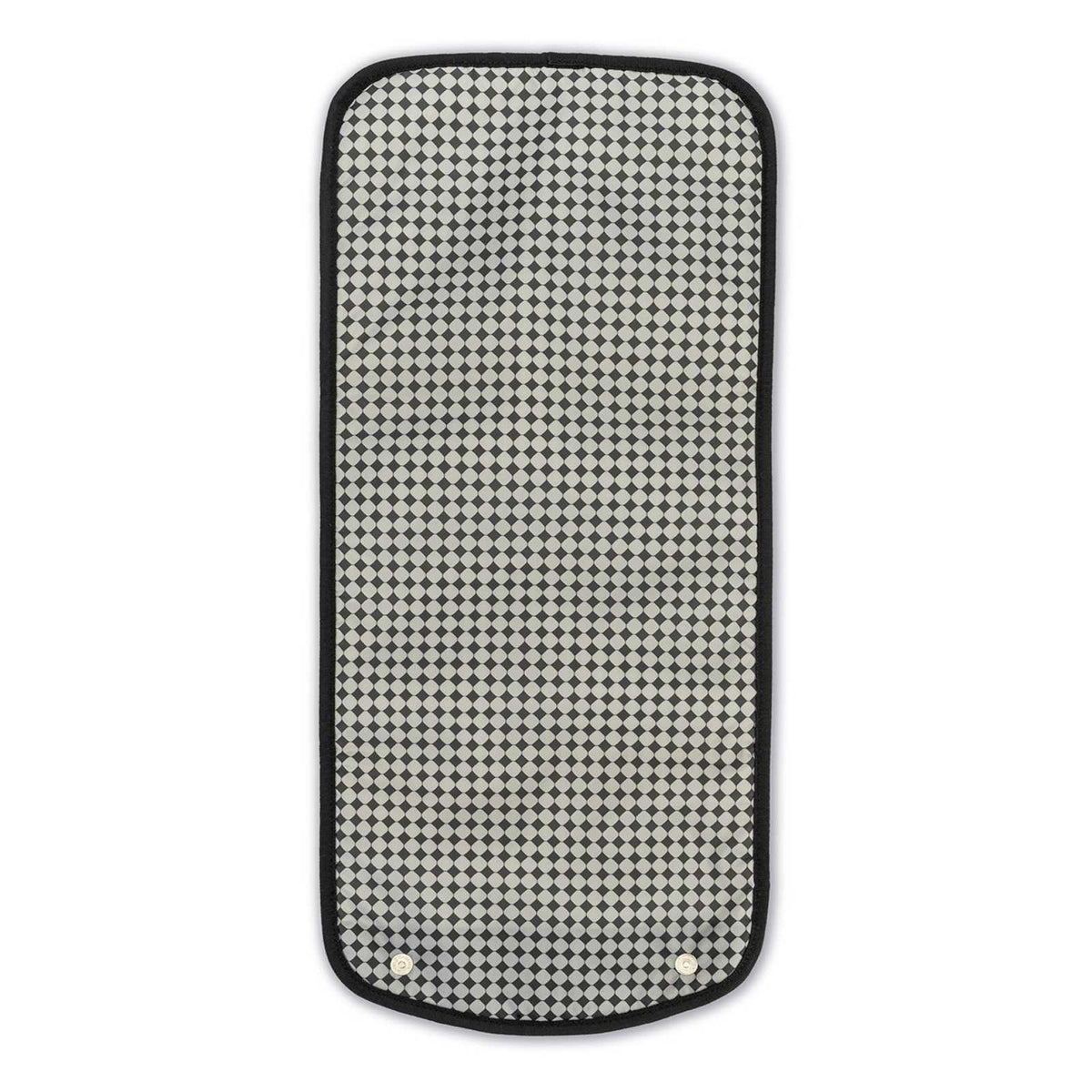 Black and white checkered mat on a white background