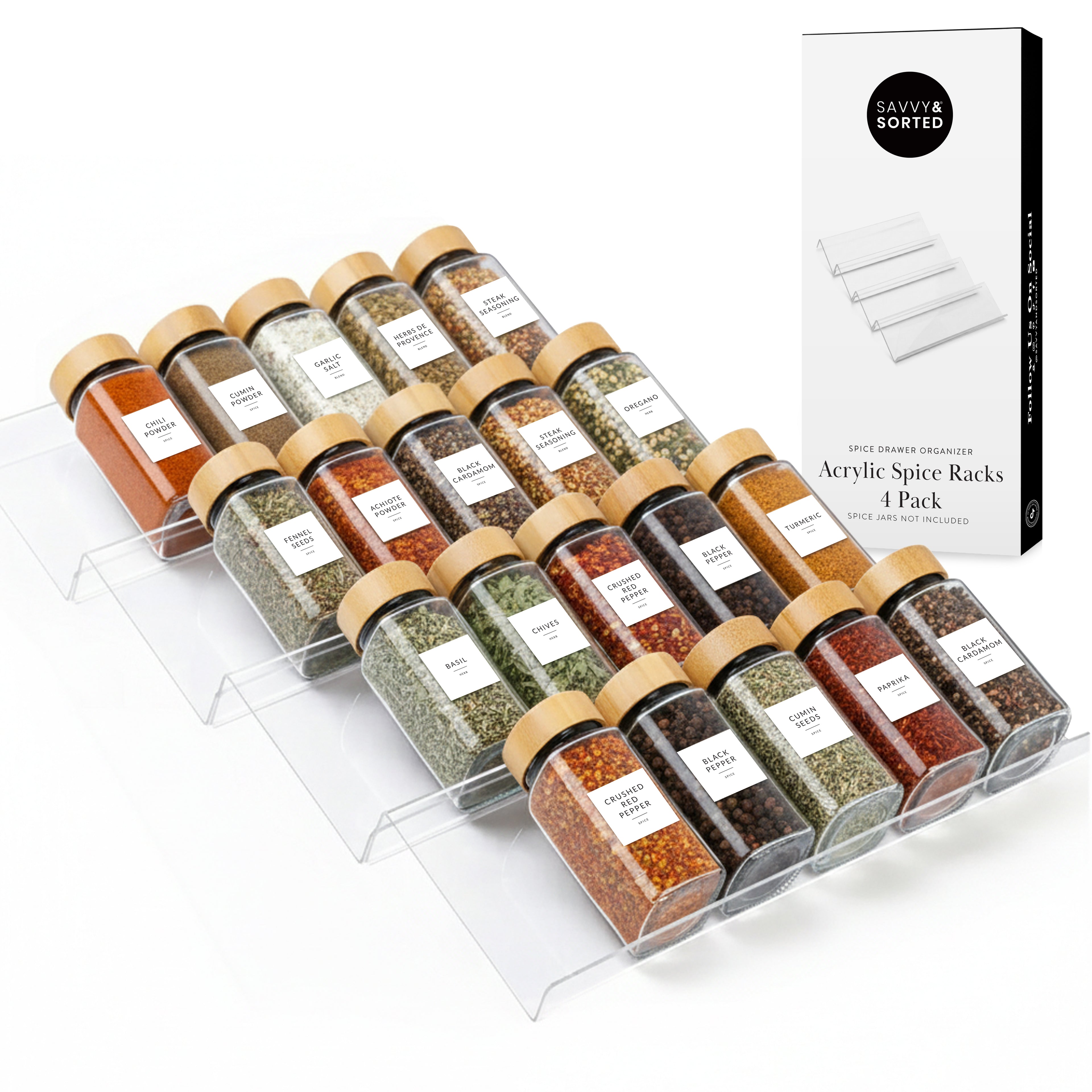 Acrylic Spice Racks - 4 PACK