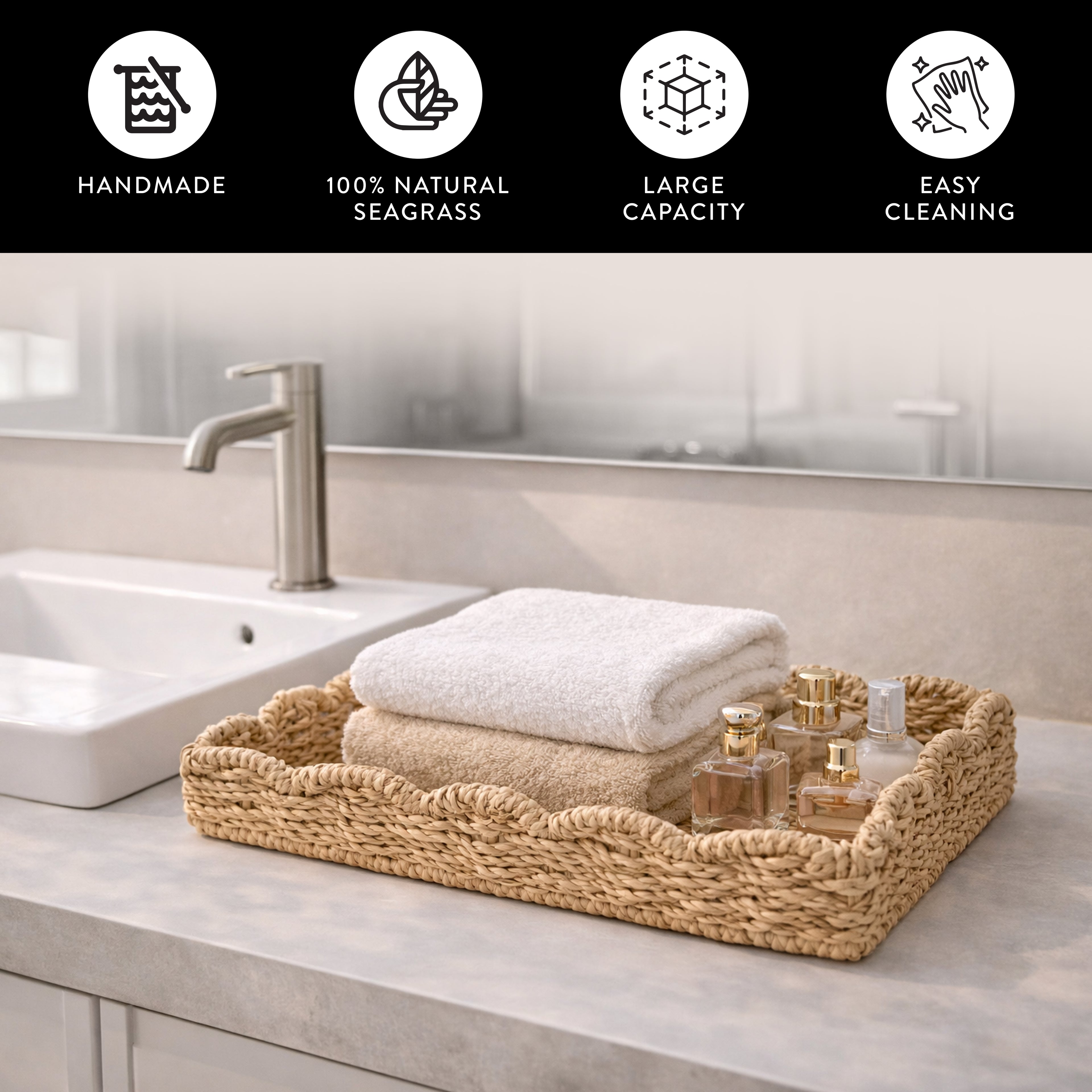 Wicker Seagrass Basket Tray