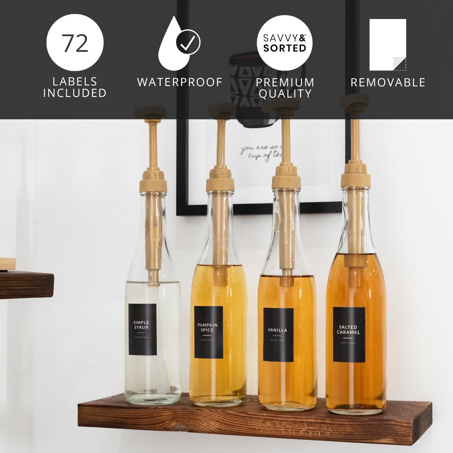 Black Minimalist Coffee Station Labels - Savvy & Sorted