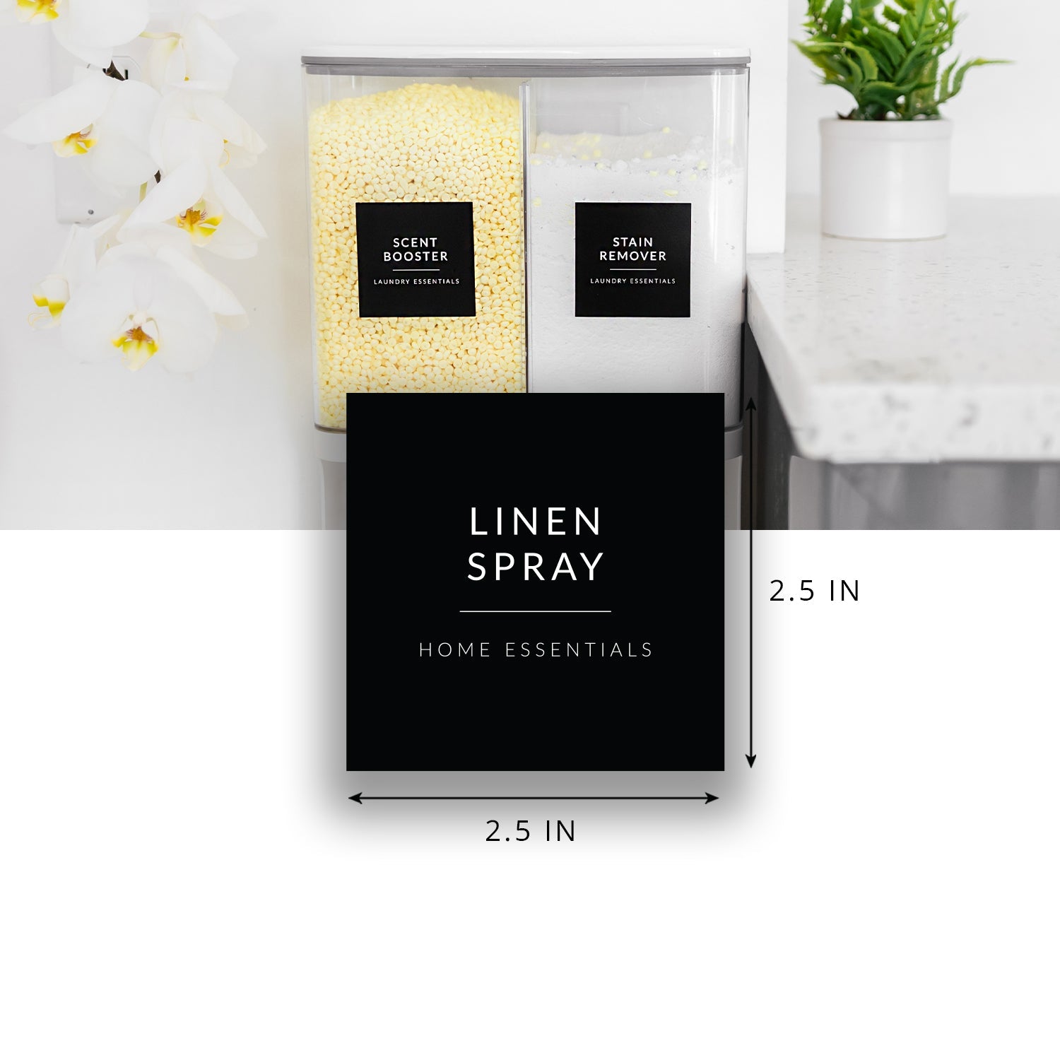 Black Minimalist Home Laundry Labels - Savvy & Sorted
