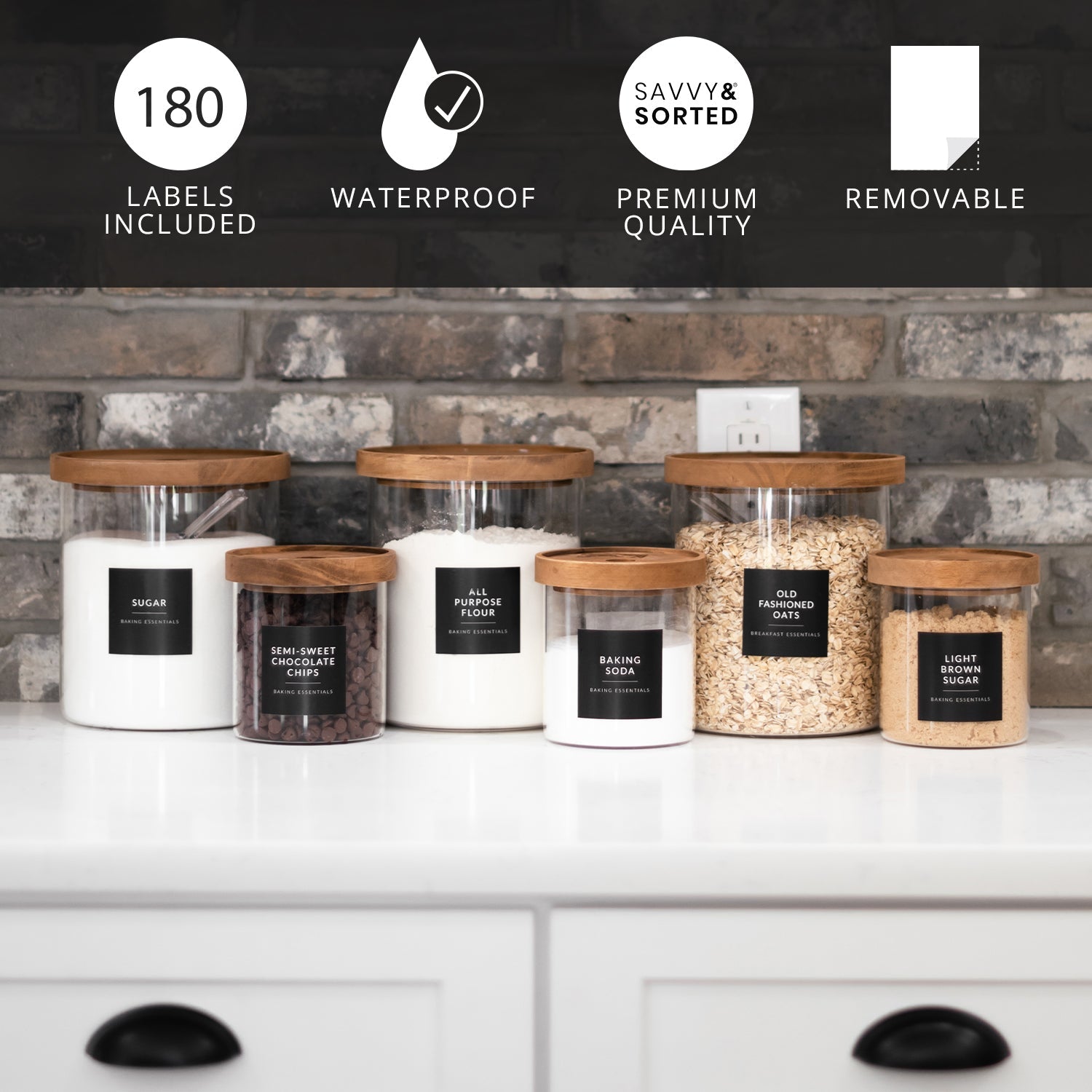 Black Minimalist Pantry Labels - Savvy & Sorted