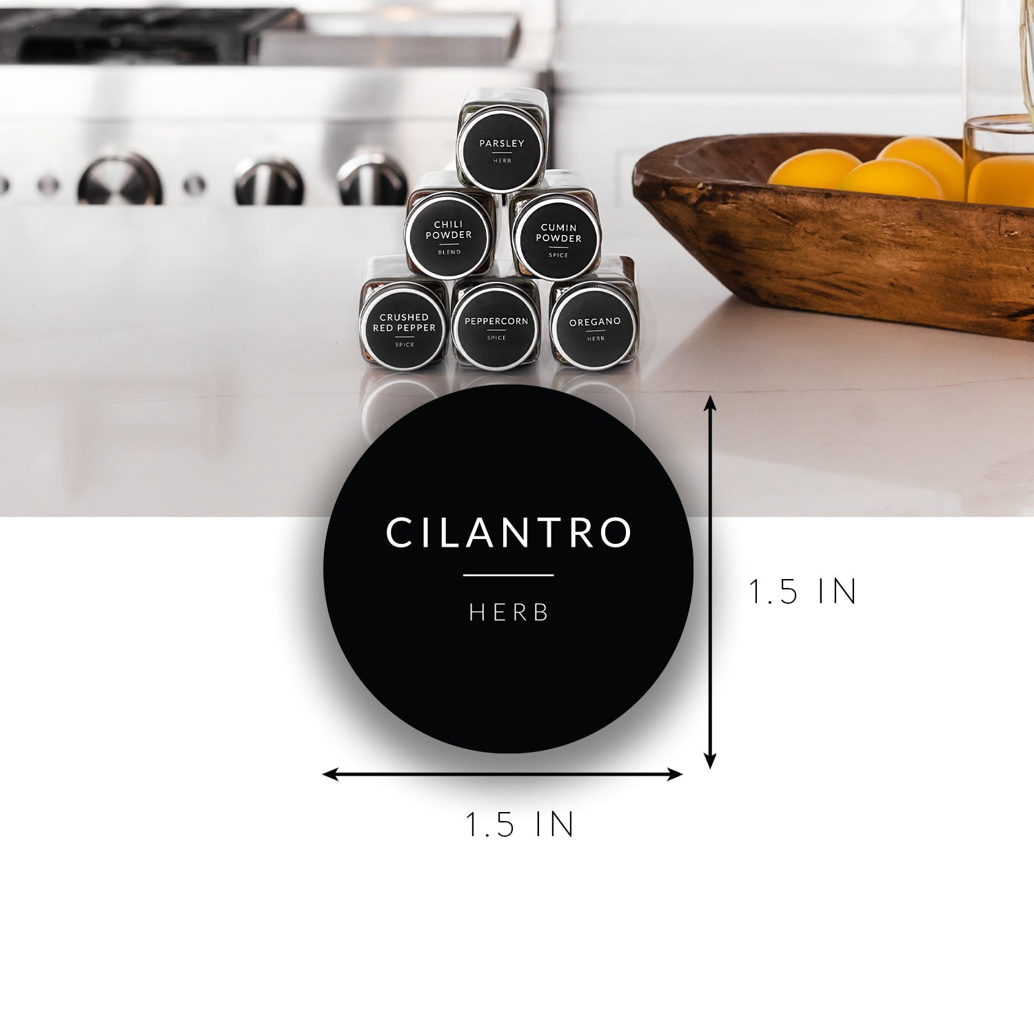 Black Minimalist Round Spice Labels - Savvy & Sorted