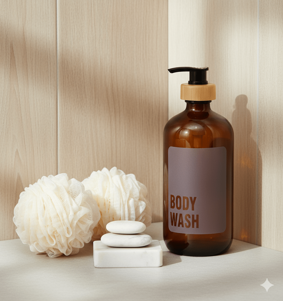 Body Wash Glass Amber Bottle 500ml - Savvy & Sorted