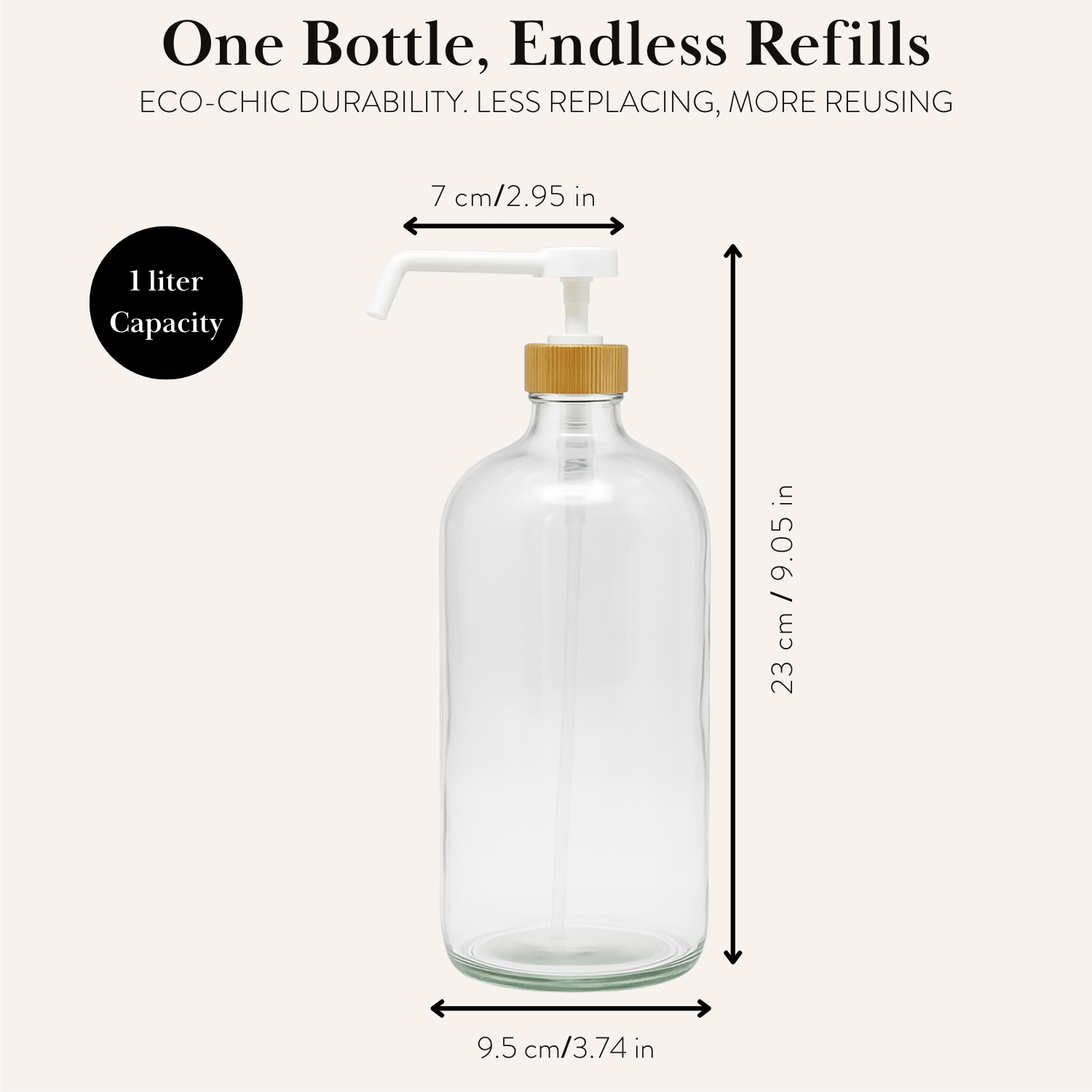 Clear Glass Bottle with Pump Dispenser 1L - Savvy & Sorted