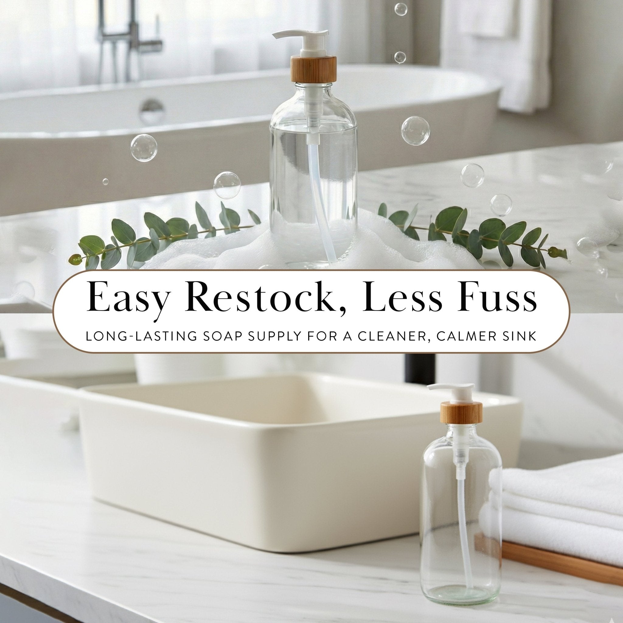 Clear Glass Bottle with Pump Dispenser 500ml - Savvy & Sorted