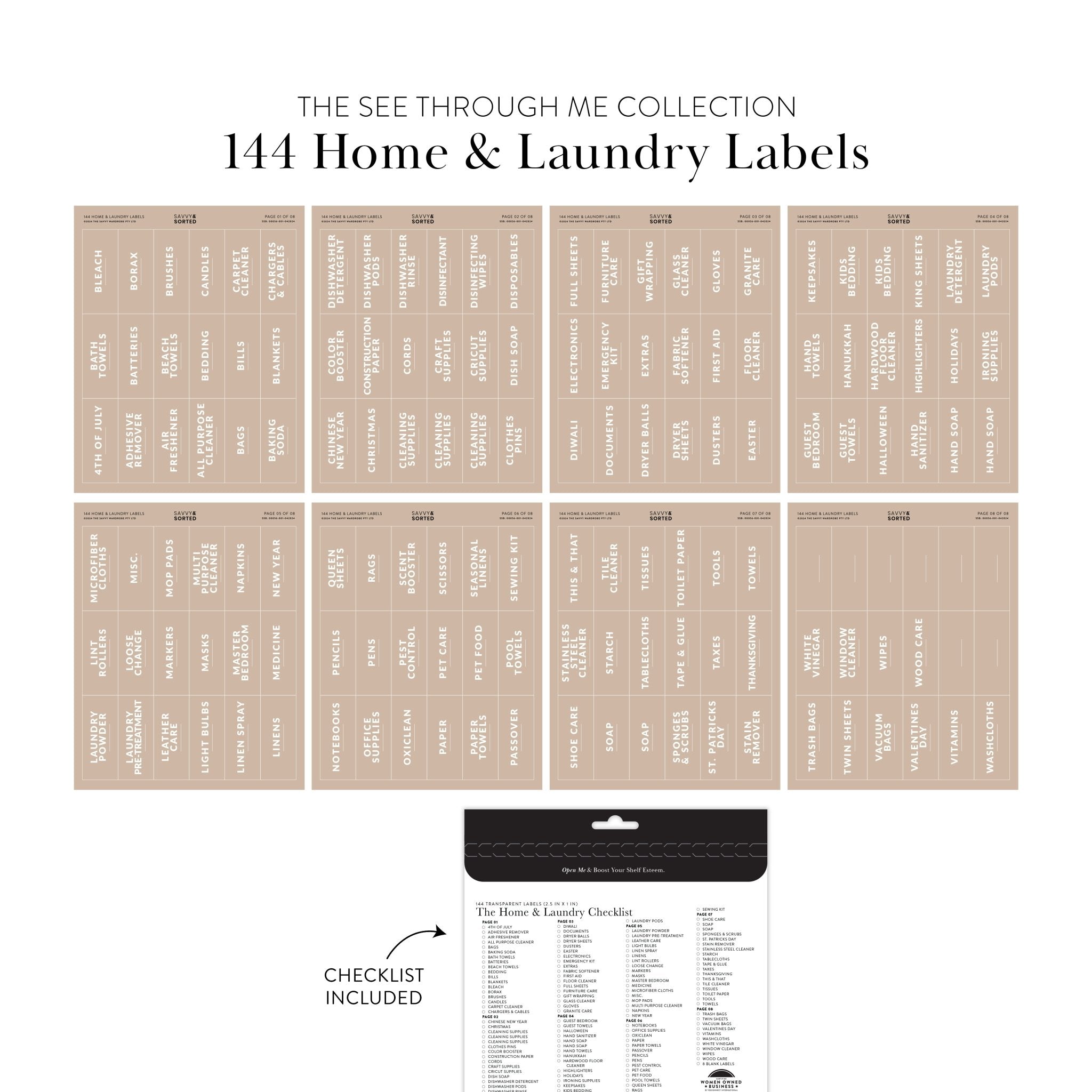 Clear Home & Laundry Labels - Savvy & Sorted