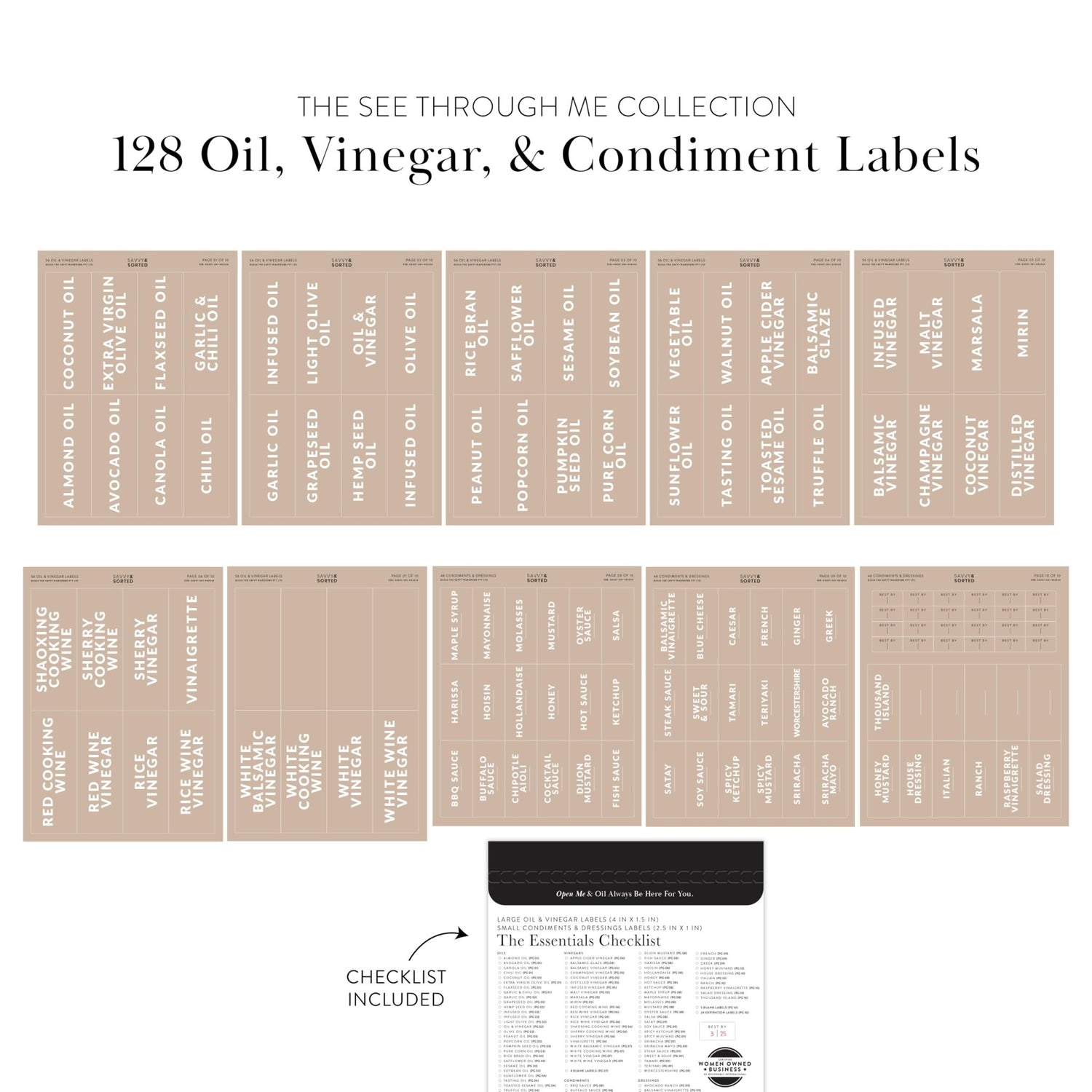 Clear Oil Vinegar Condiment Labels - Savvy & Sorted