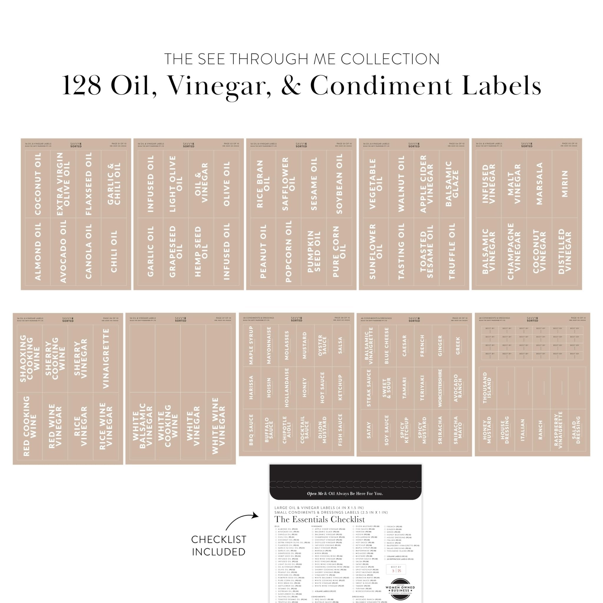 Clear Oil Vinegar Condiment Labels - Savvy & Sorted