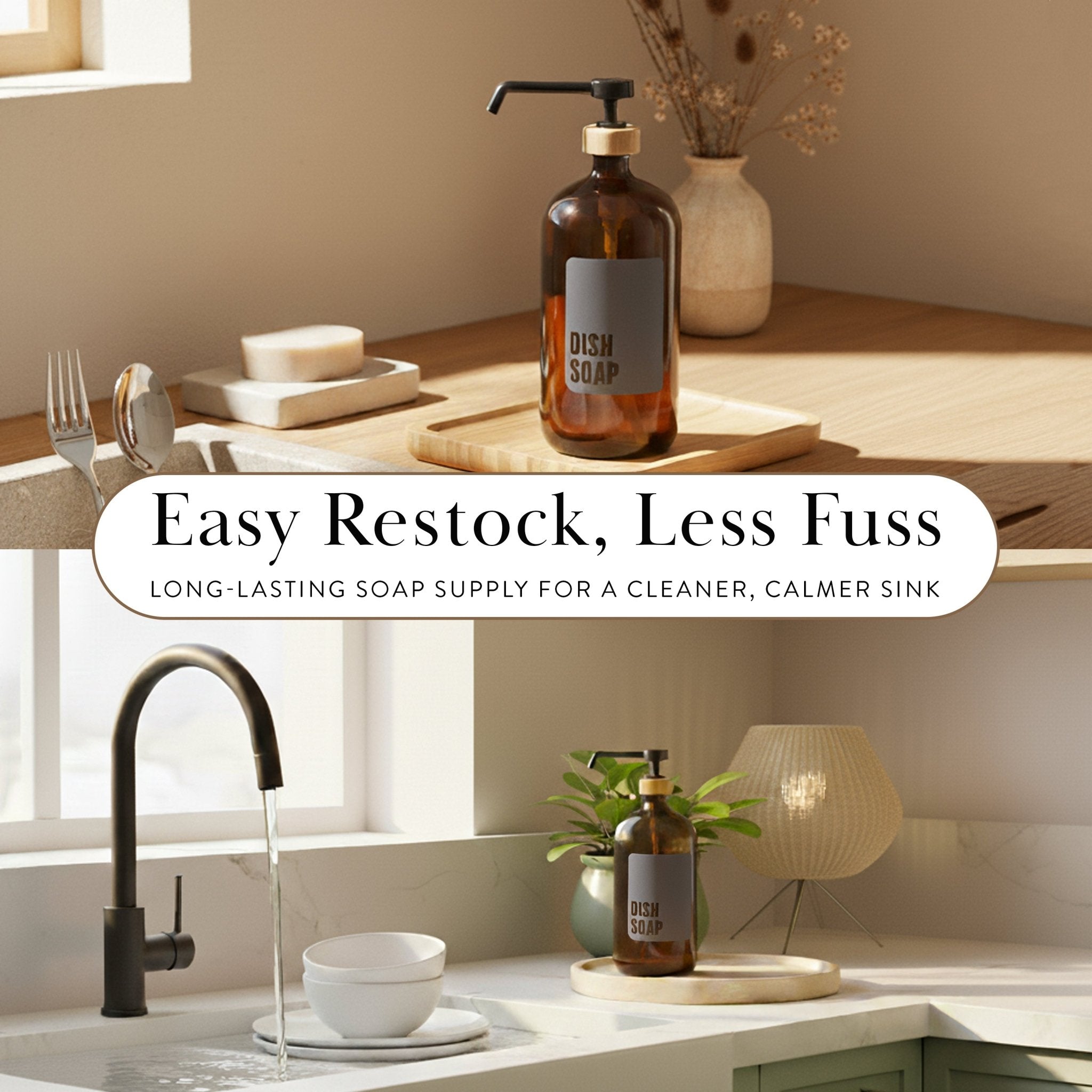 Dish Soap Glass Amber Bottle 1L - Savvy & Sorted