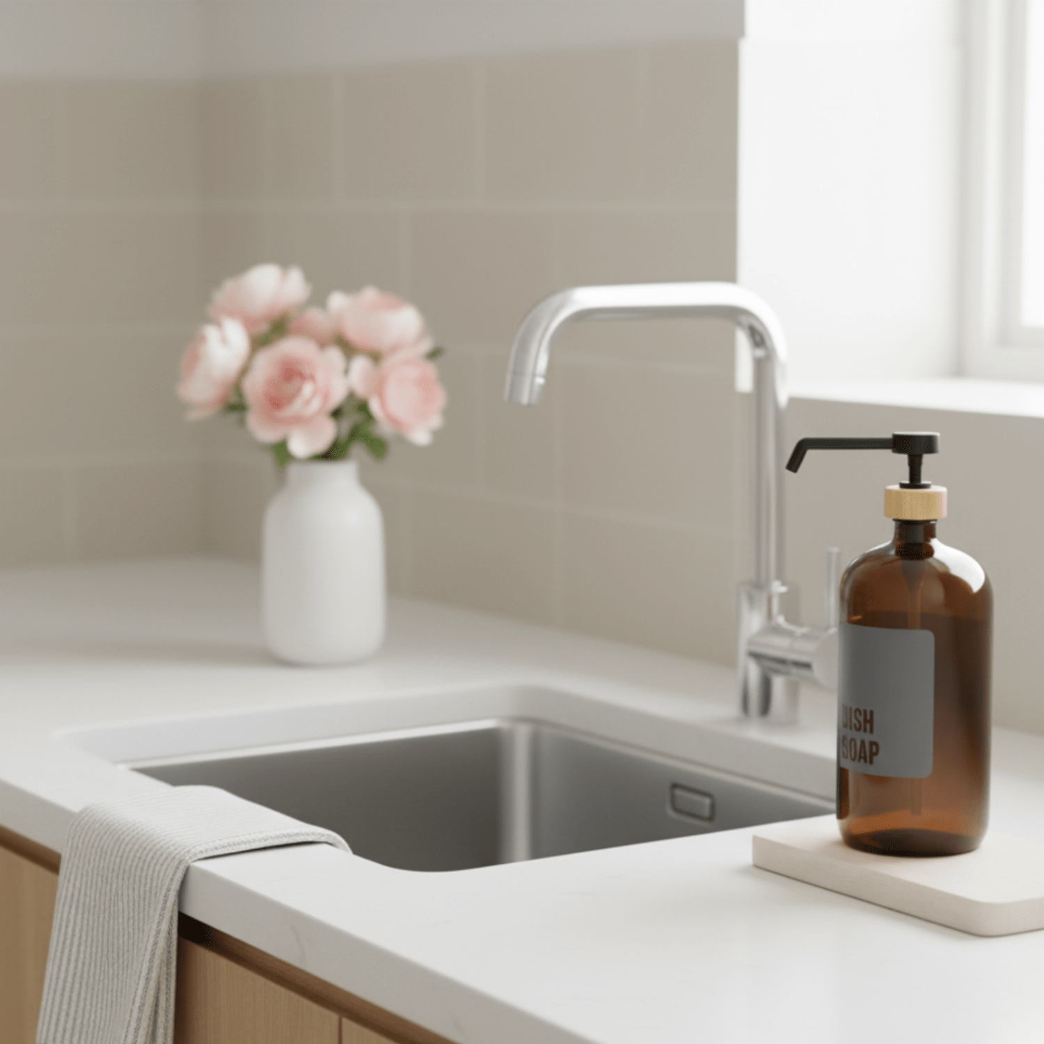 Dish Soap Glass Amber Bottle 1L - Savvy & Sorted