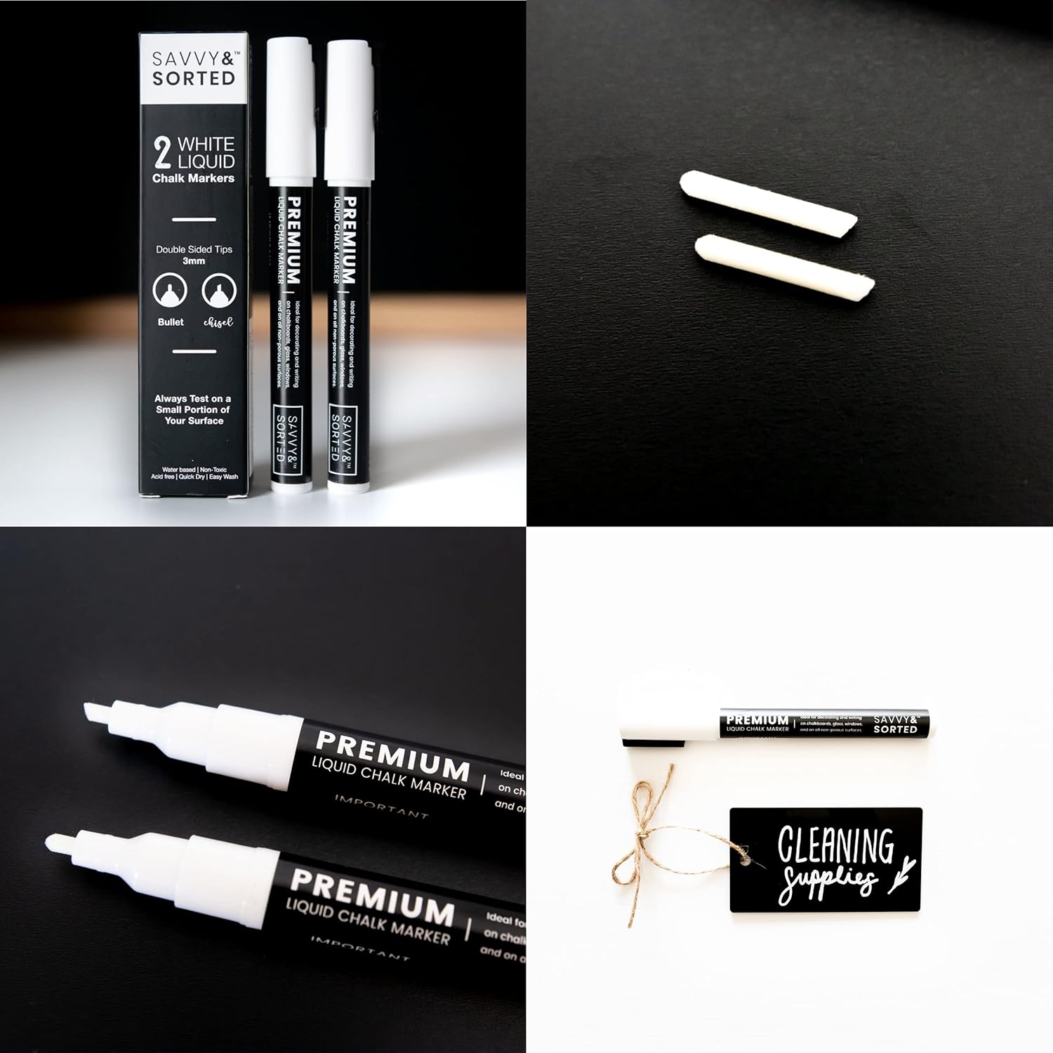 Fine Tip White Chalk Markers - 3mm - Savvy & Sorted