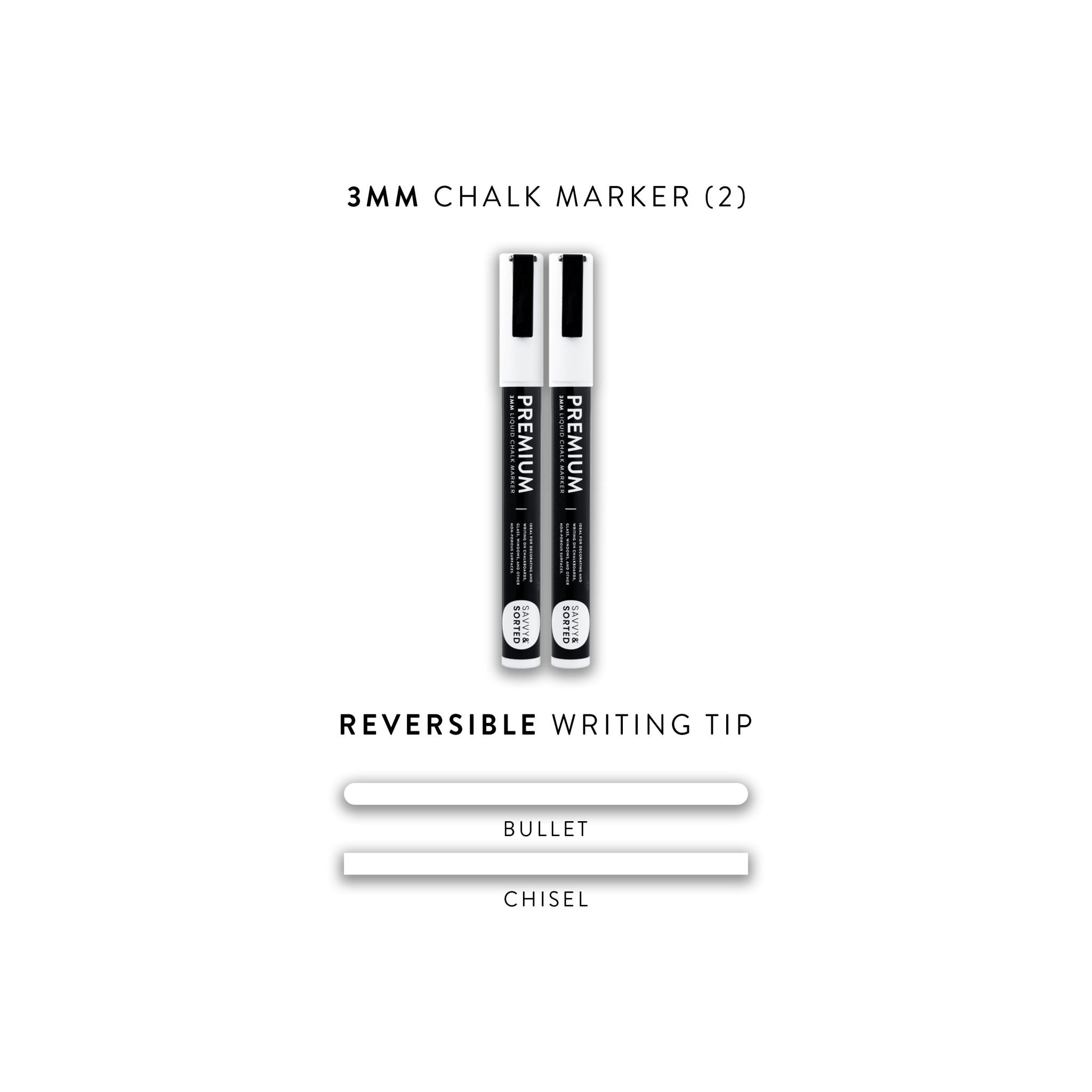 Fine Tip White Chalk Markers - 3mm - Savvy & Sorted
