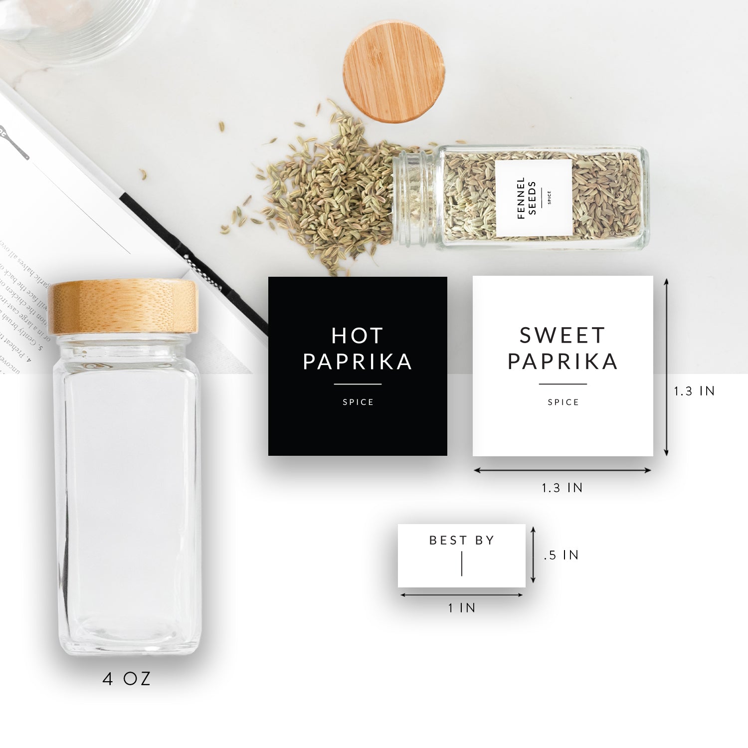 Glass Spice Jars with Bamboo Lids - 24 PACK - Savvy & Sorted