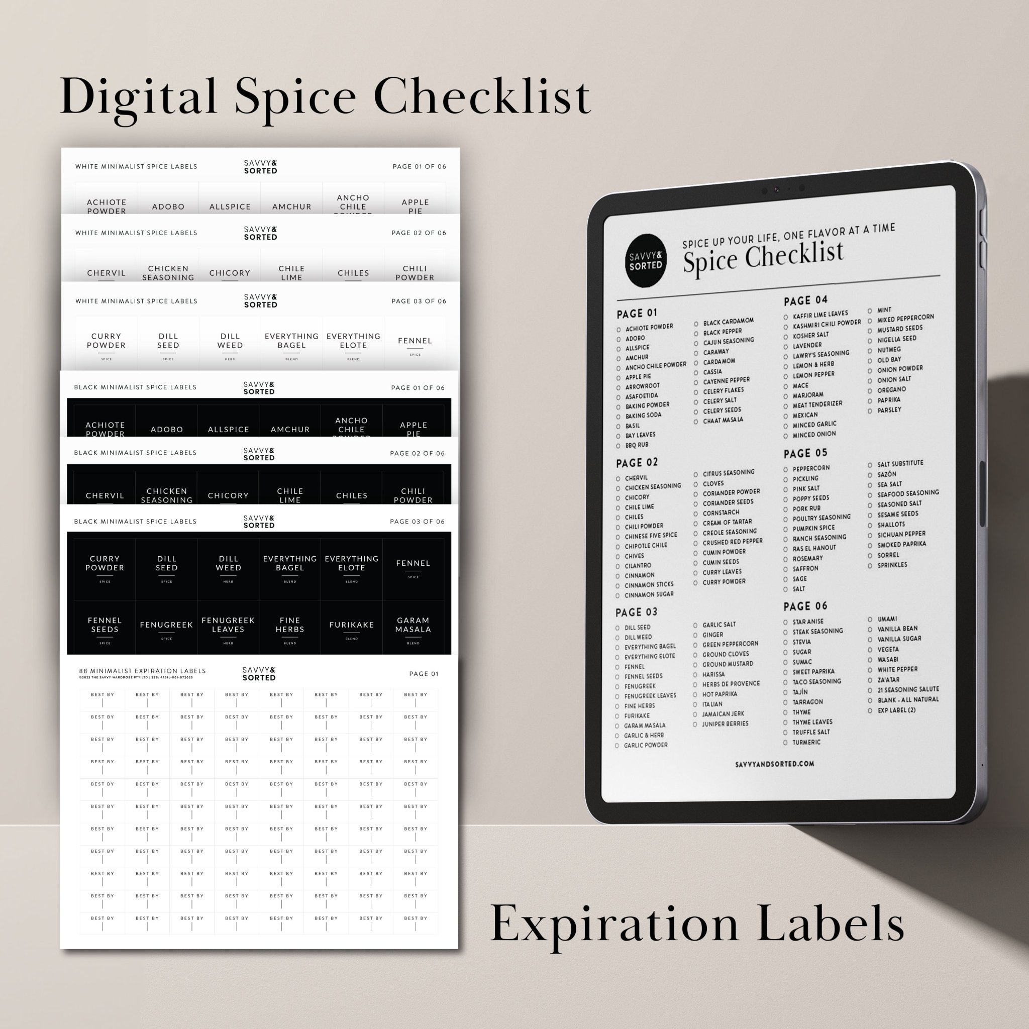 Glass Spice Jars with Black Plastic Lids - 24 PACK - Savvy & Sorted