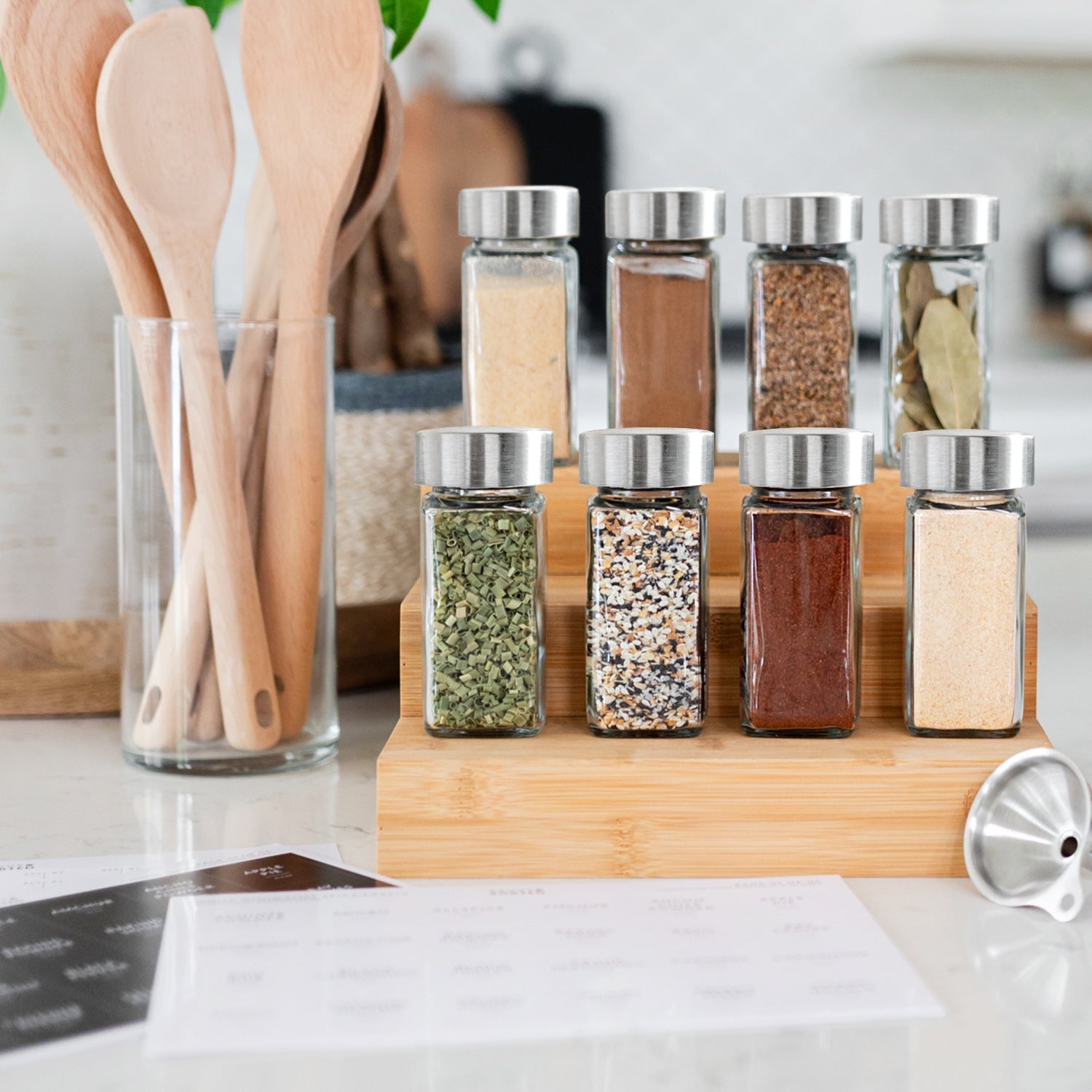 Glass Spice Jars with Silver Lids - 24 PACK - Savvy & Sorted