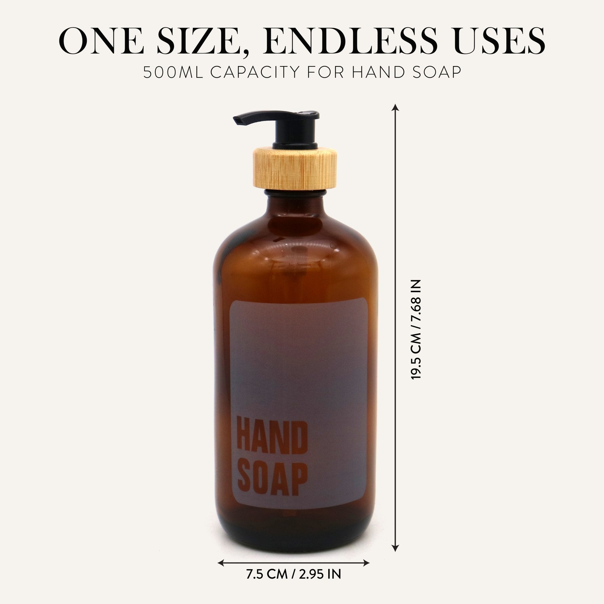 Hand Soap Glass Amber Bottle 500ml - Savvy & Sorted
