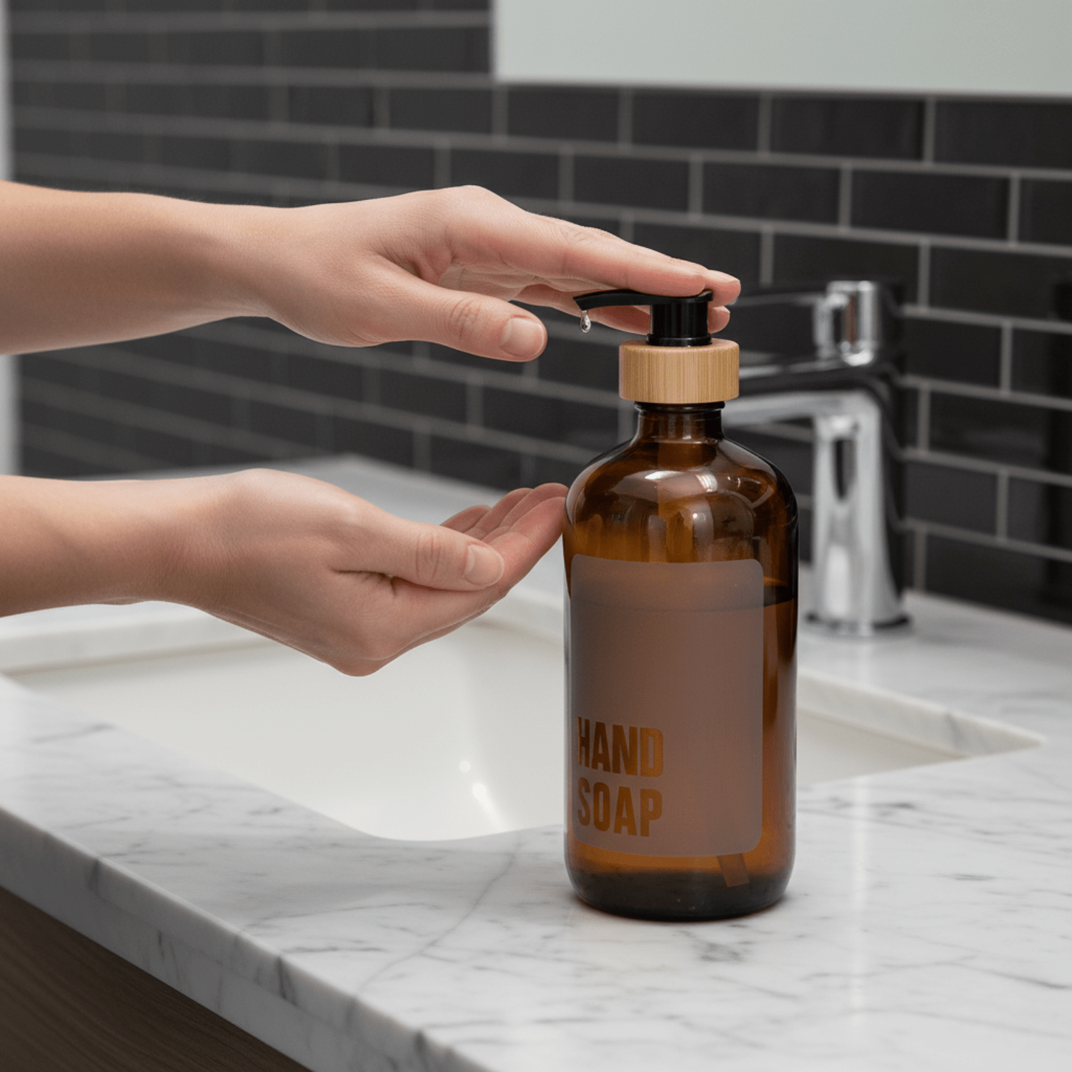 Hand Soap Glass Amber Bottle 500ml - Savvy & Sorted