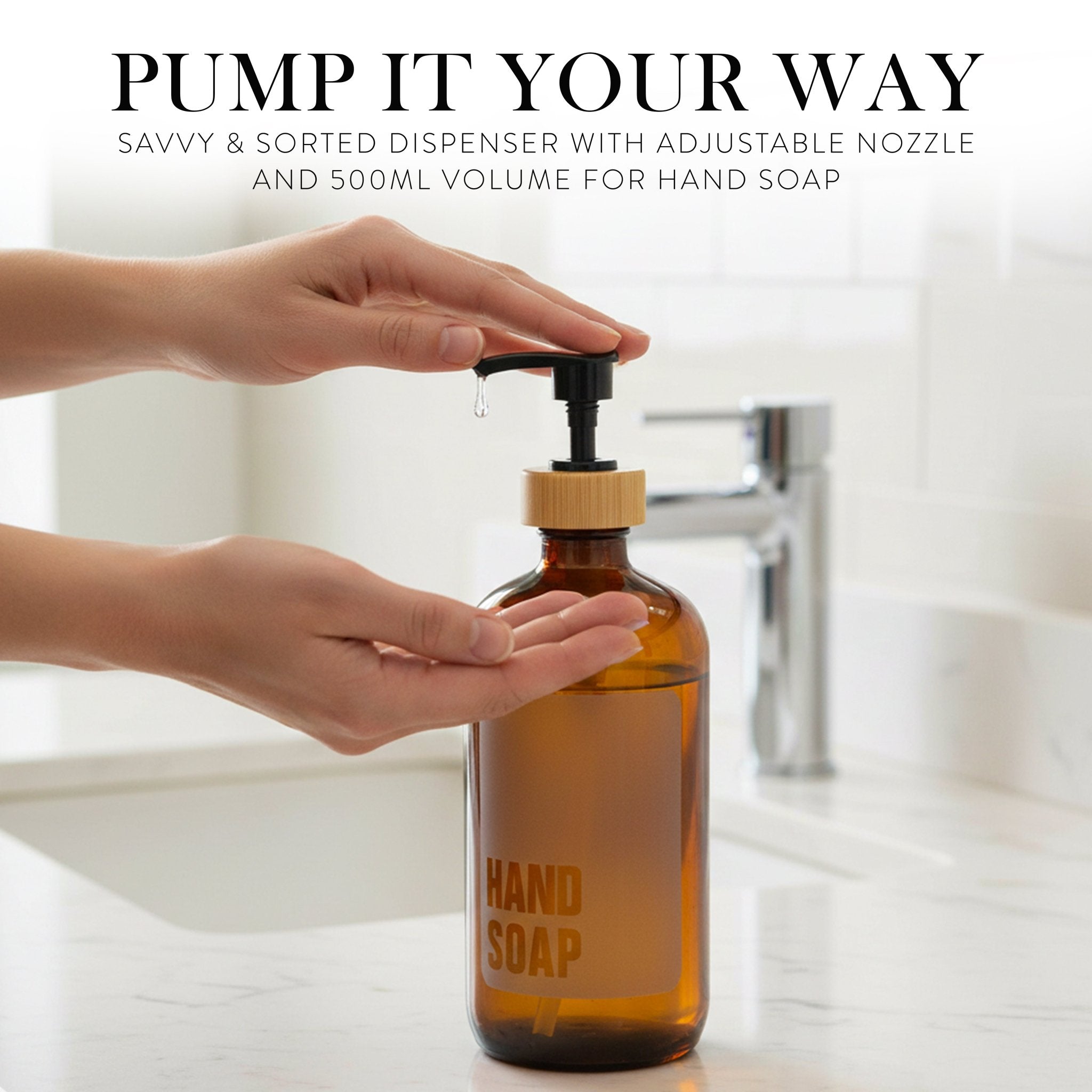 Hand Soap Glass Amber Bottle 500ml - Savvy & Sorted