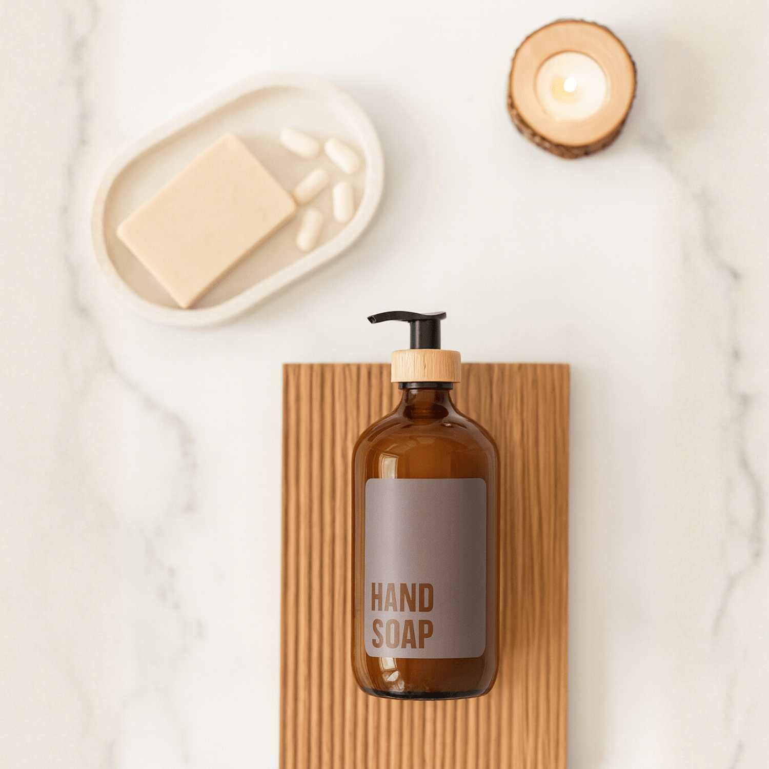 Hand Soap Glass Amber Bottle 500ml - Savvy & Sorted