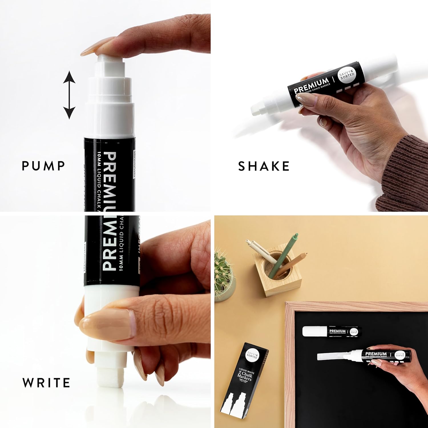 Large White Chalk Markers - 10mm & 15mm - Savvy & Sorted