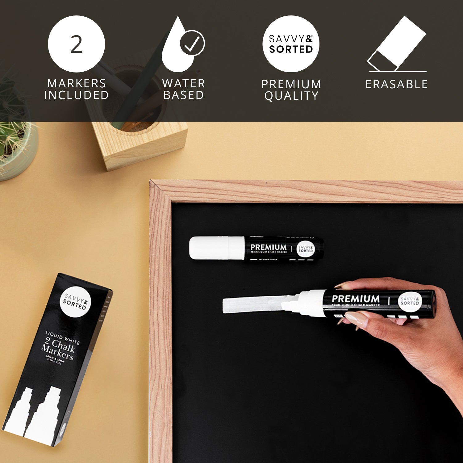 Large White Chalk Markers - 10mm & 15mm - Savvy & Sorted