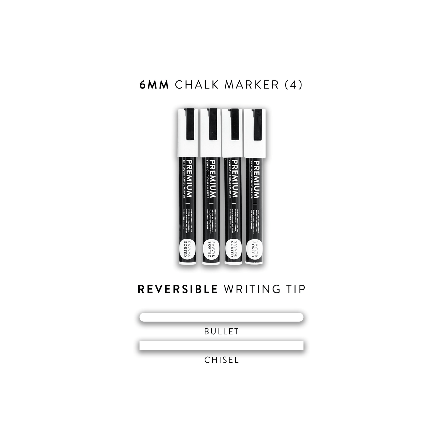 Medium White Chalk Markers - 6mm - Savvy & Sorted