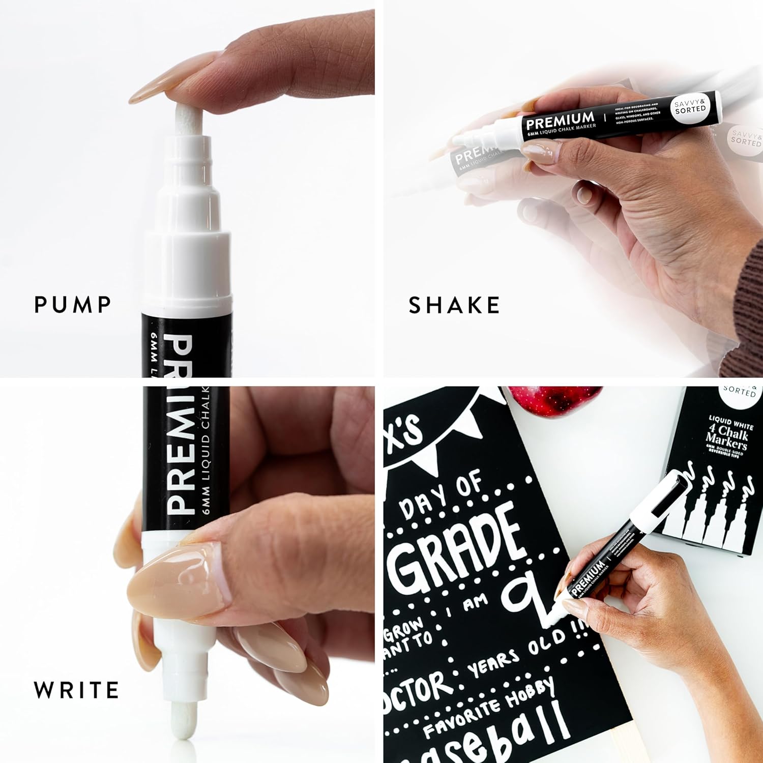 Medium White Chalk Markers - 6mm - Savvy & Sorted