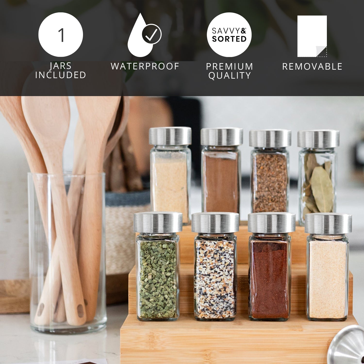Rectangle Spice Jar with Silver Lid - Savvy & Sorted