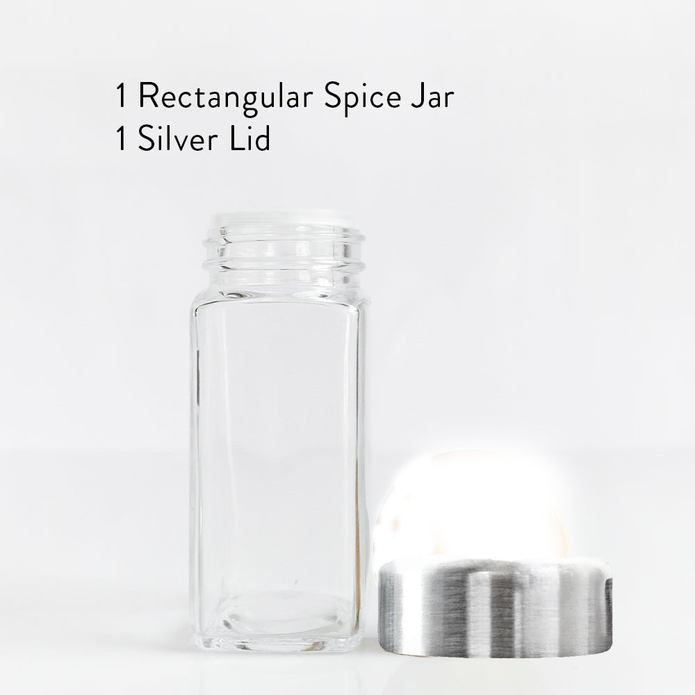 Rectangle Spice Jar with Silver Lid - Savvy & Sorted