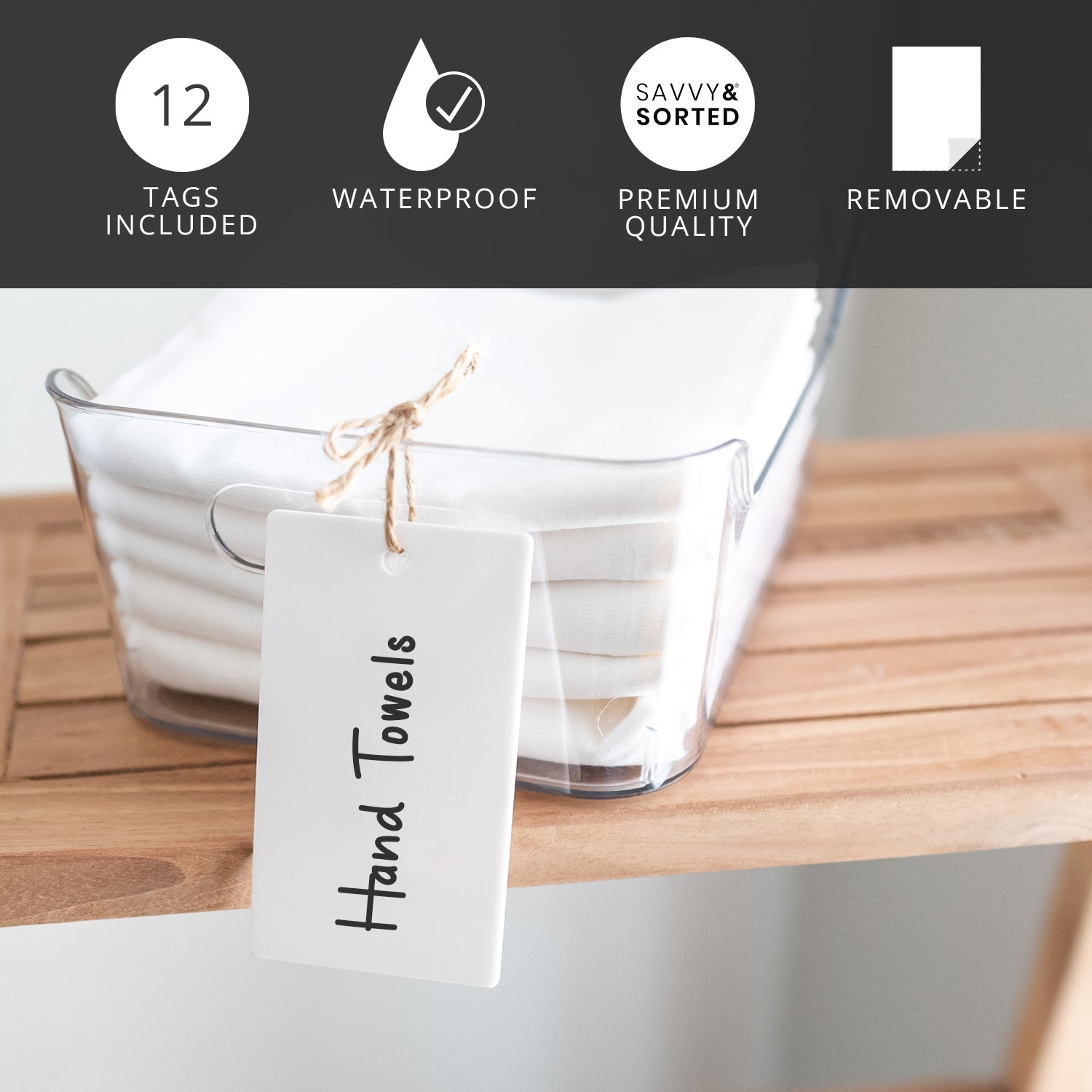 White Basket Tags - Savvy & Sorted