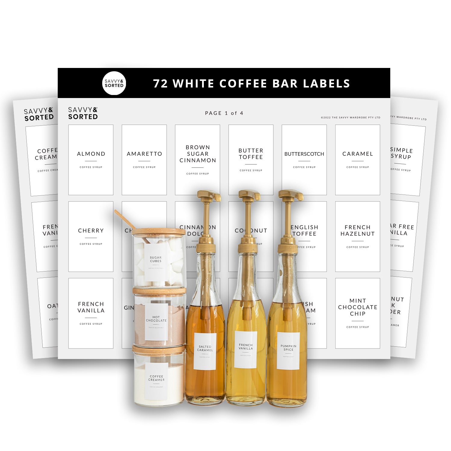 White Minimalist Coffee Station Labels - Savvy & Sorted