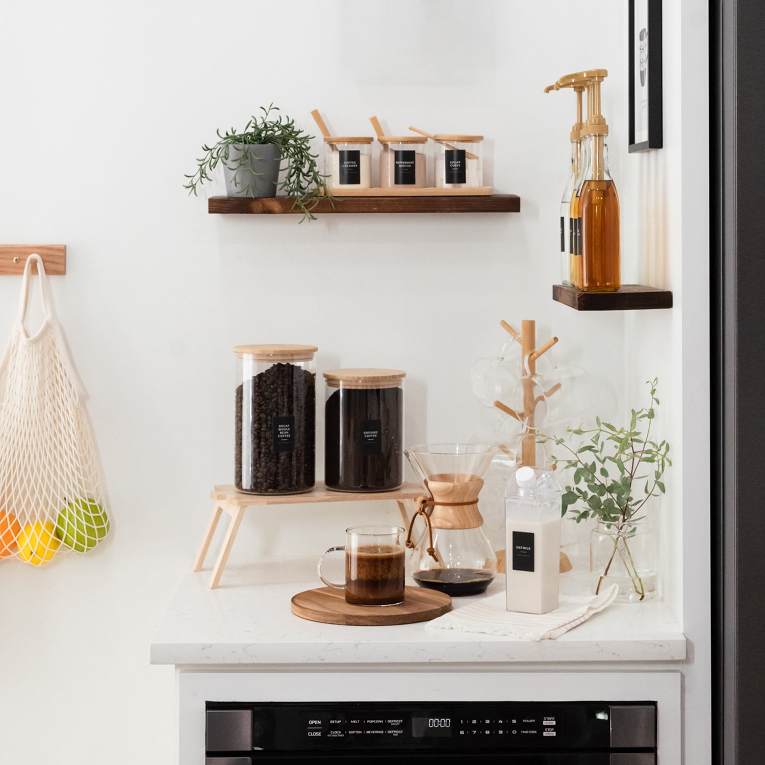 Black Minimalist Coffee Station Labels