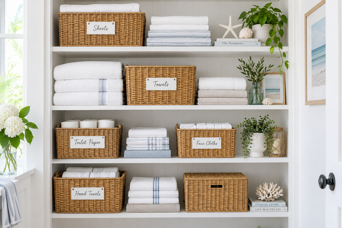 organized linen closet
