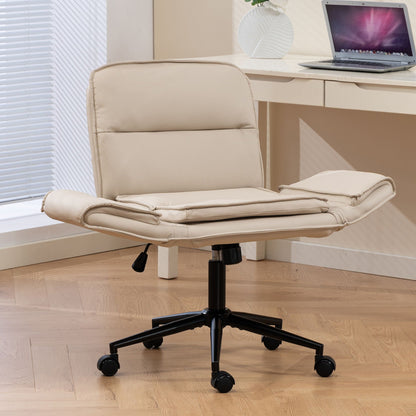 Criss Cross Swivel Desk Chair With Adjustable Armrests &amp; Wheels For Home Office