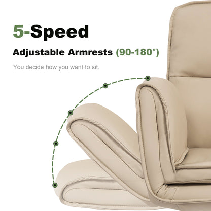 Criss Cross Swivel Desk Chair With Adjustable Armrests &amp; Wheels For Home Office
