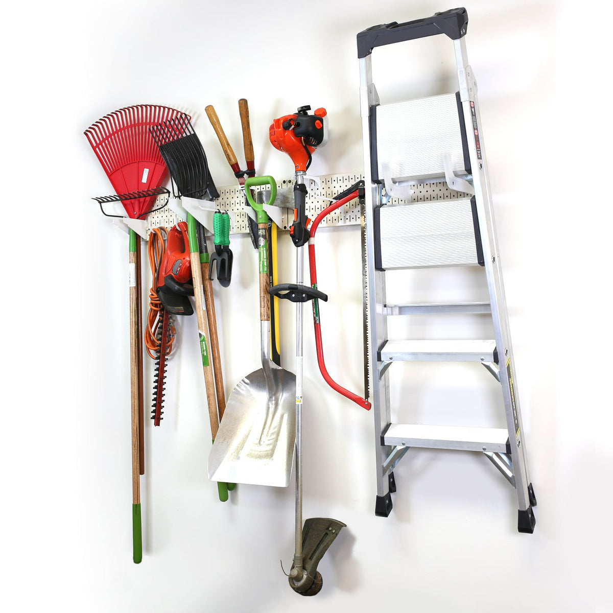 Garage Storage Lawn &amp; Garden Tool Organization Wall Organizer Rack - Pegboard with Accessories