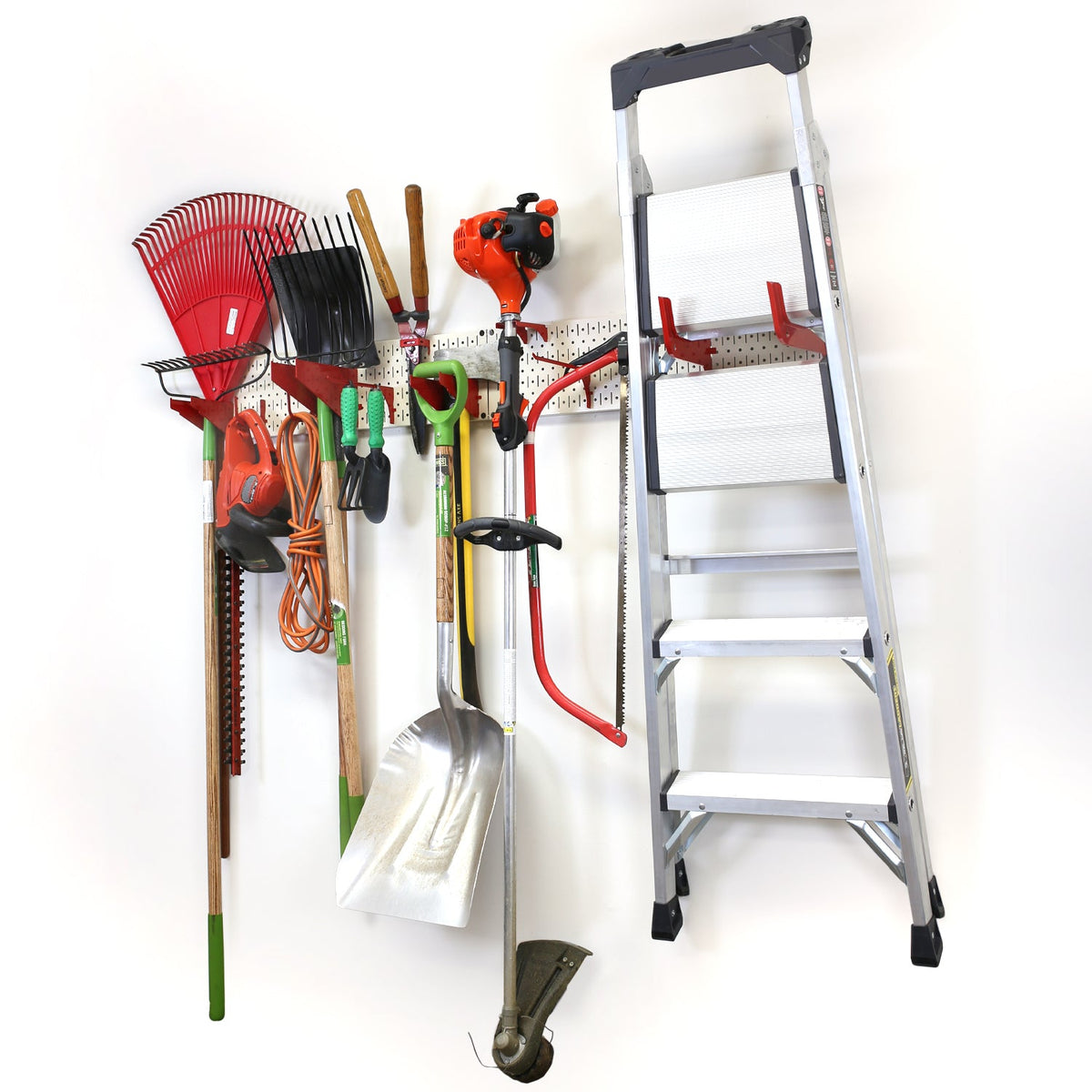 Garage Storage Lawn &amp; Garden Tool Organization Wall Organizer Rack - Pegboard with Accessories