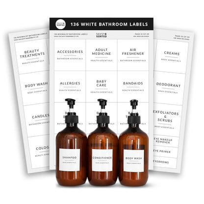 Minimalist Bathroom &amp; Makeup Labels