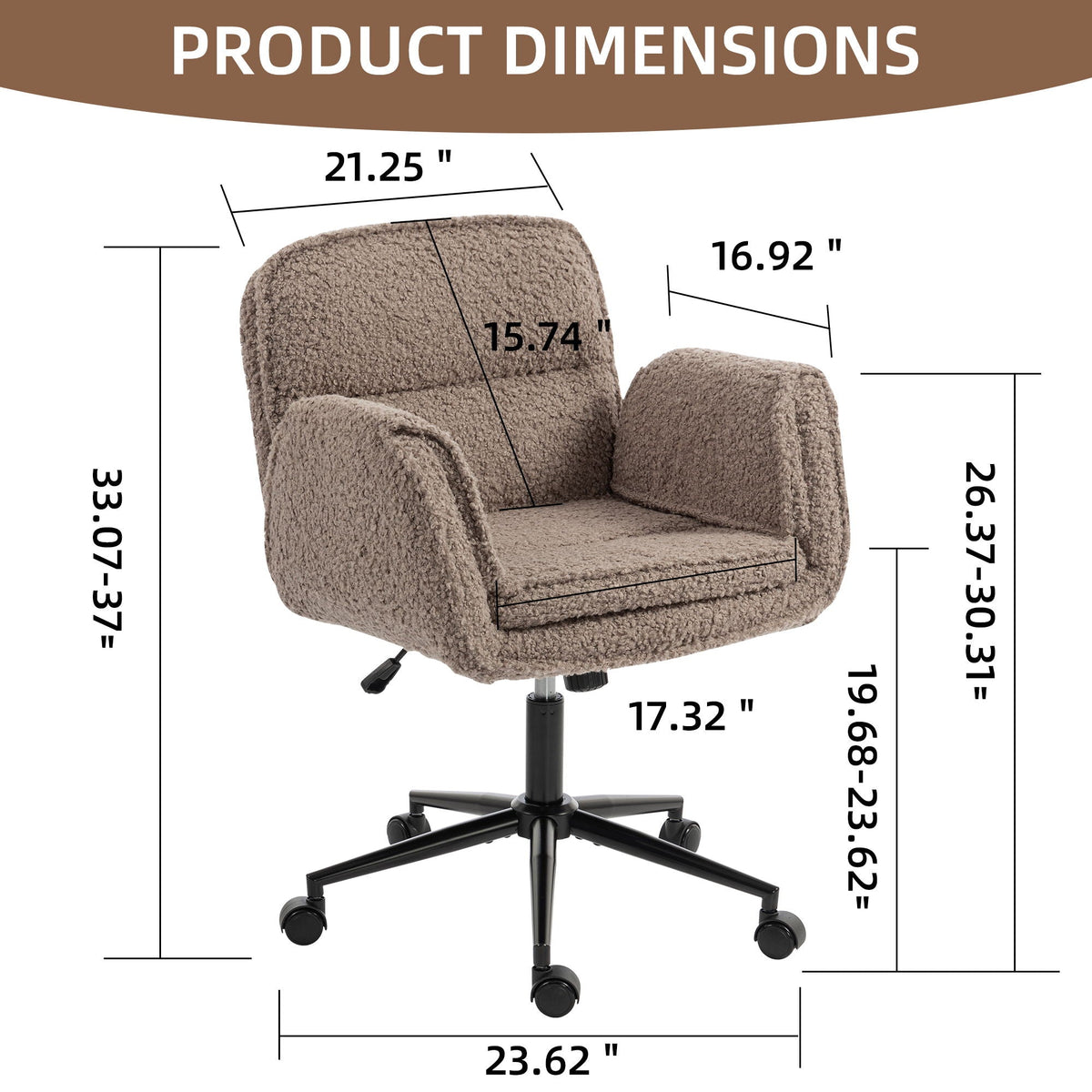 Criss Cross Swivel Desk Chair With Adjustable Armrests &amp; Wheels For Home Office
