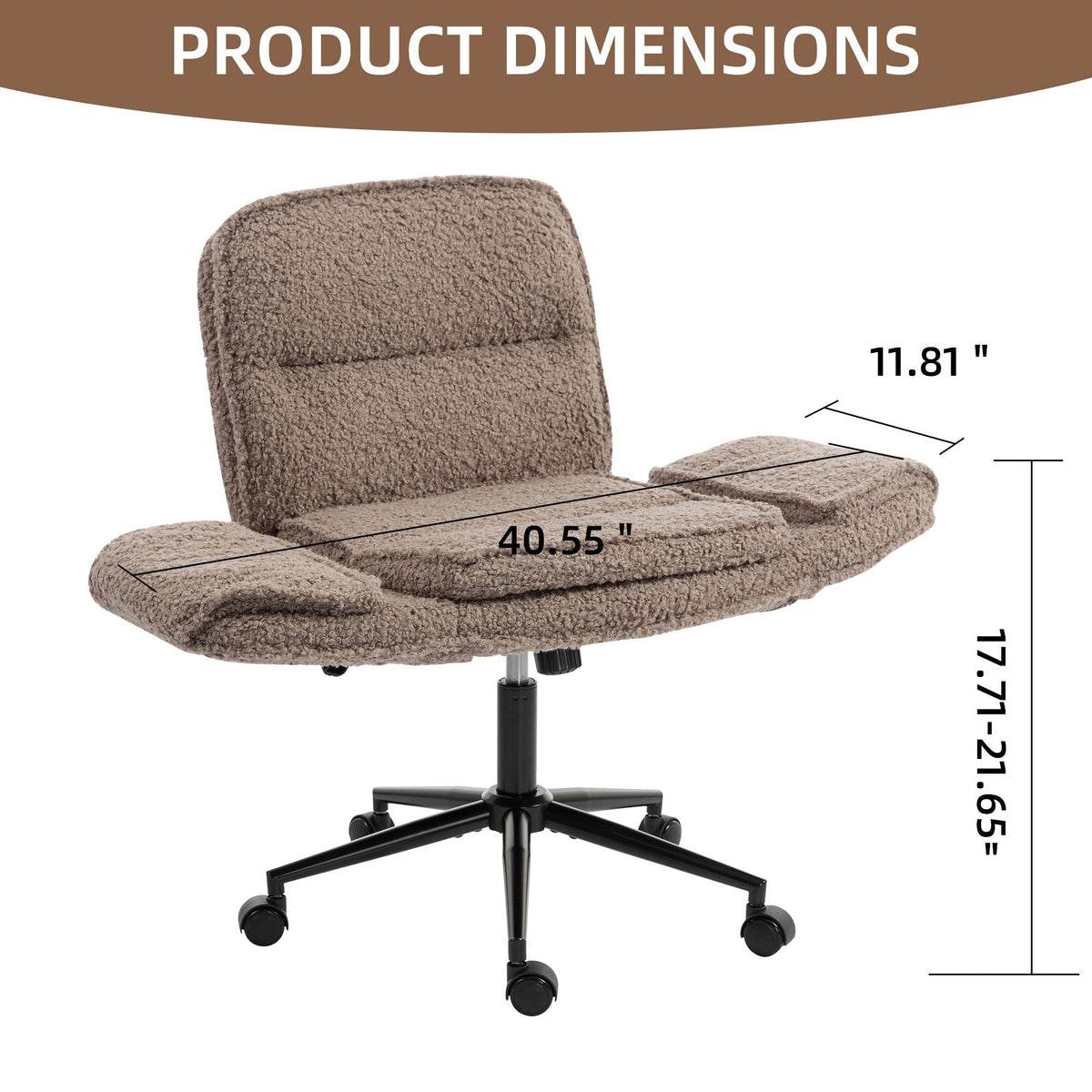 Criss Cross Swivel Desk Chair With Adjustable Armrests &amp; Wheels For Home Office