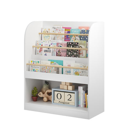 Kids Bookshelf with 3-Tier Front-Facing Display &amp; Toy Storage