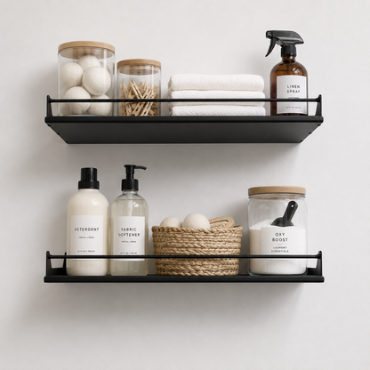 Floating shelves for laundry room 