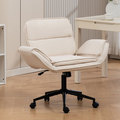 Criss Cross Swivel Desk Chair With Adjustable Armrests &amp; Wheels For Home Office