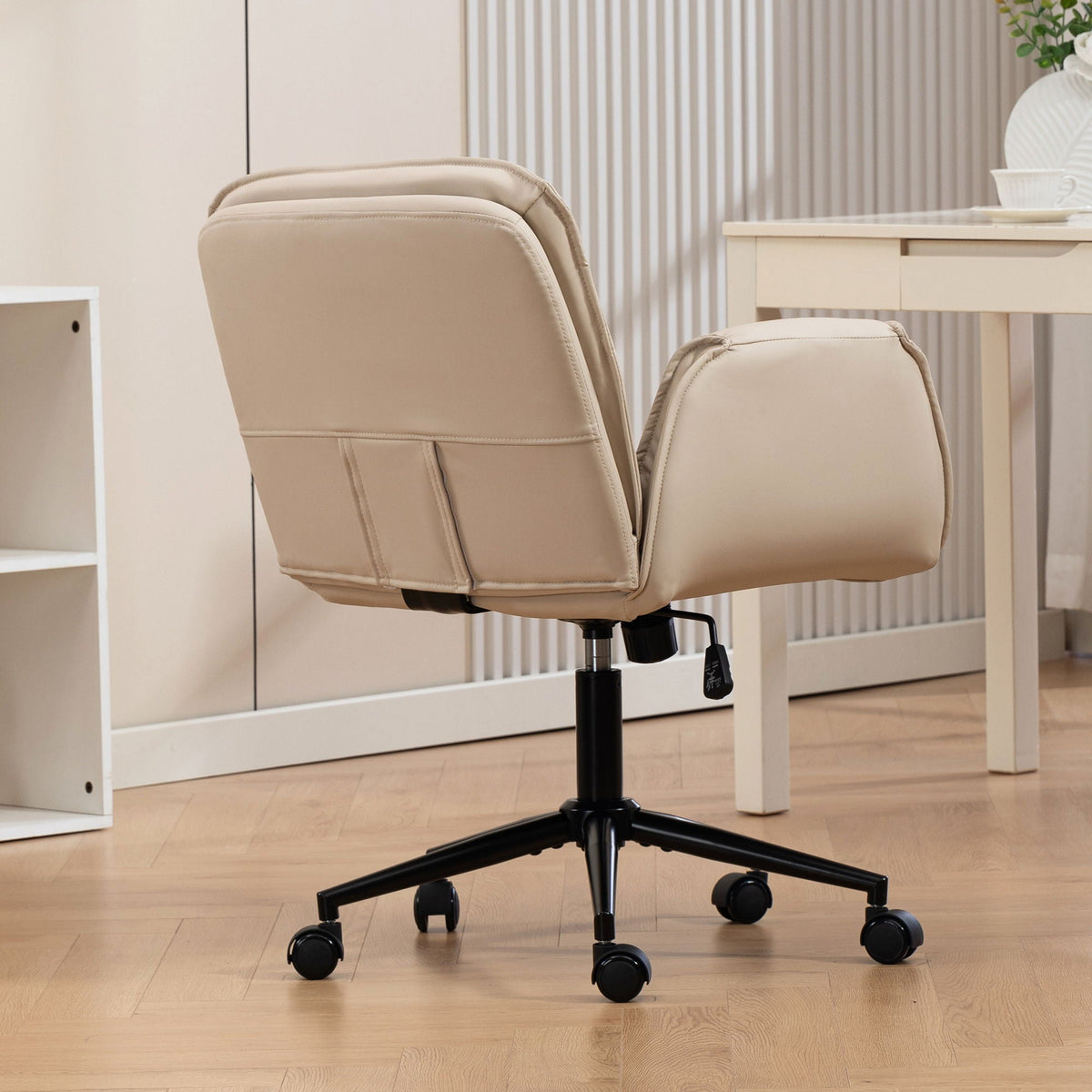 Criss Cross Swivel Desk Chair With Adjustable Armrests &amp; Wheels For Home Office